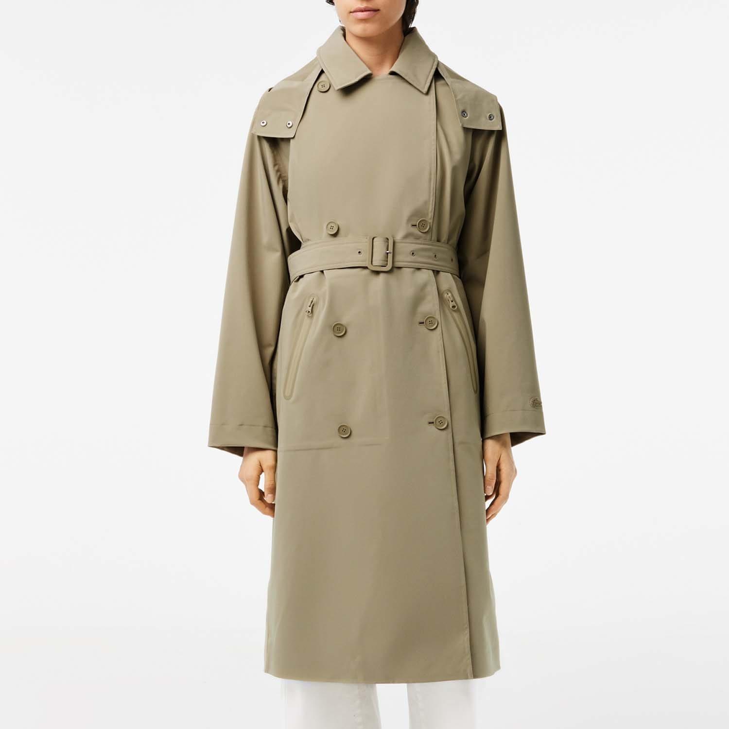 Beige - Lacoste - Oversized Trench Coat - 1