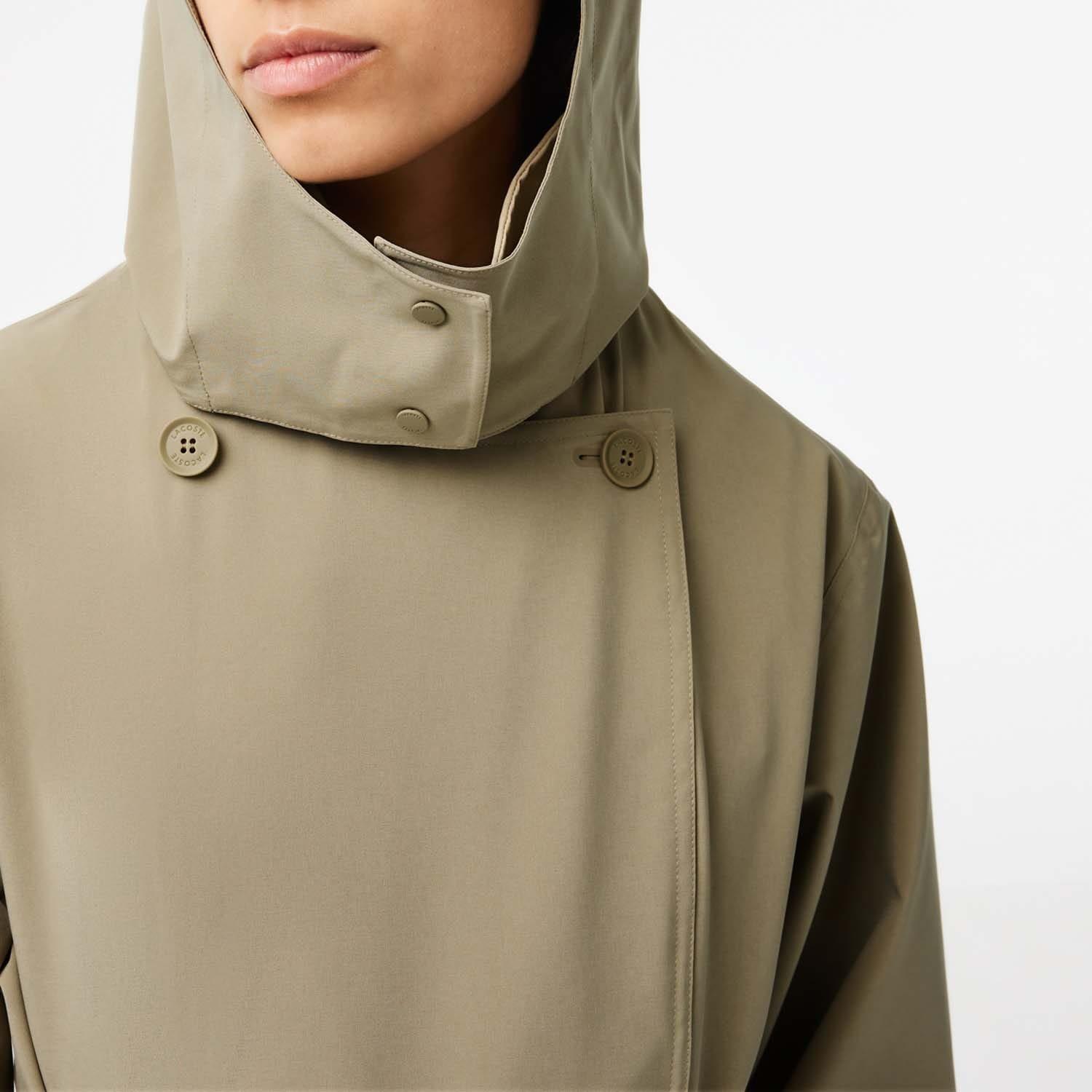 Beige - Lacoste - Oversized Trench Coat - 4