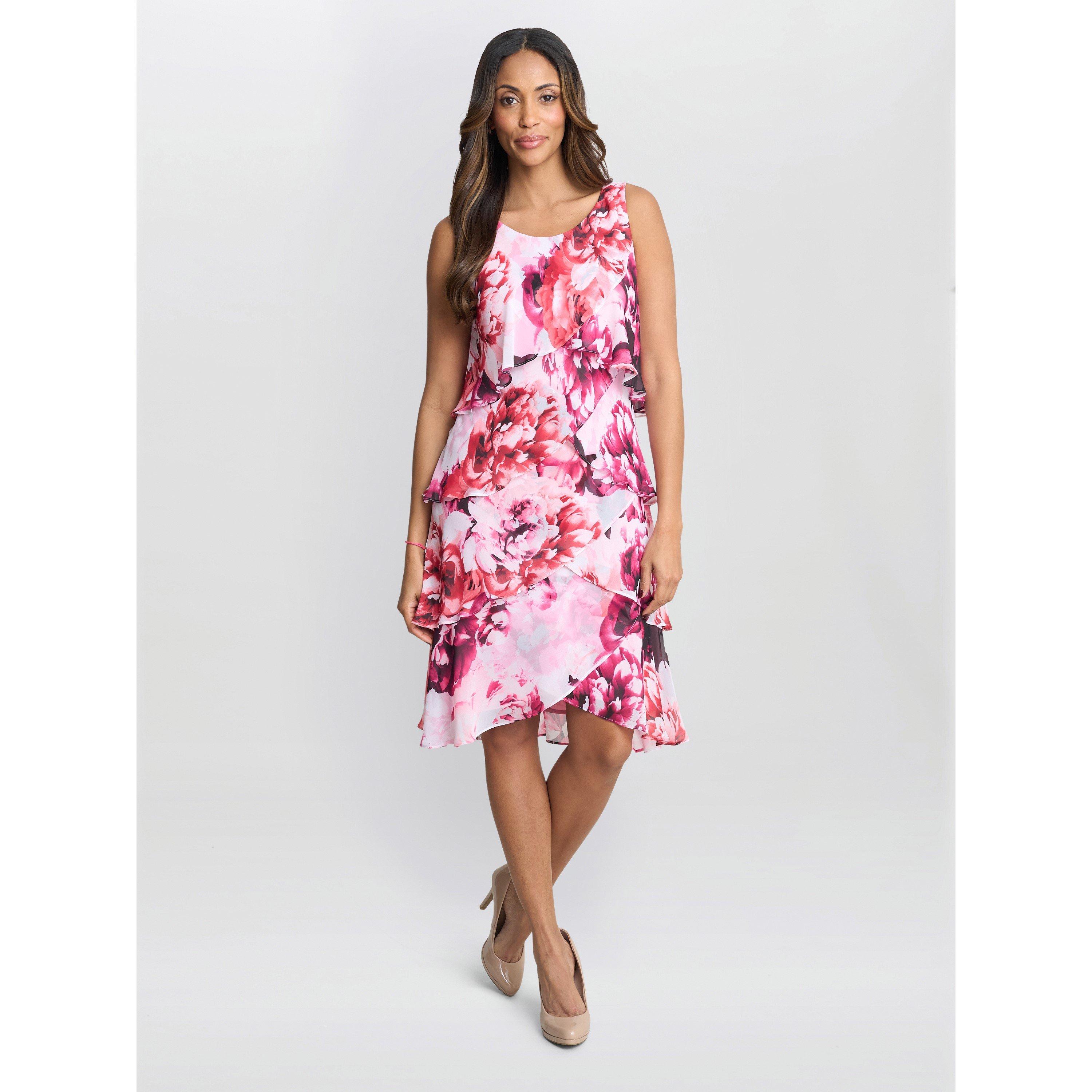 Pink - Gina Bacconi - Women's Mila Floral Tier Jersey Dress - 1