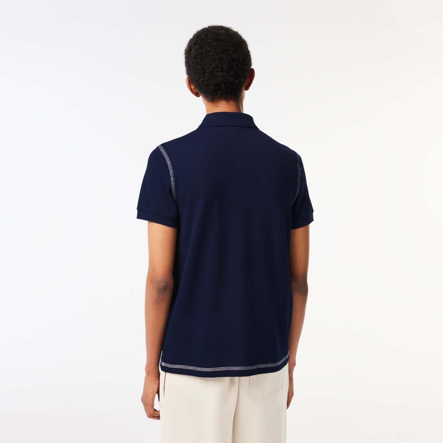 Blue - Lacoste - Organic Cotton Printed Polo Shirt - 3