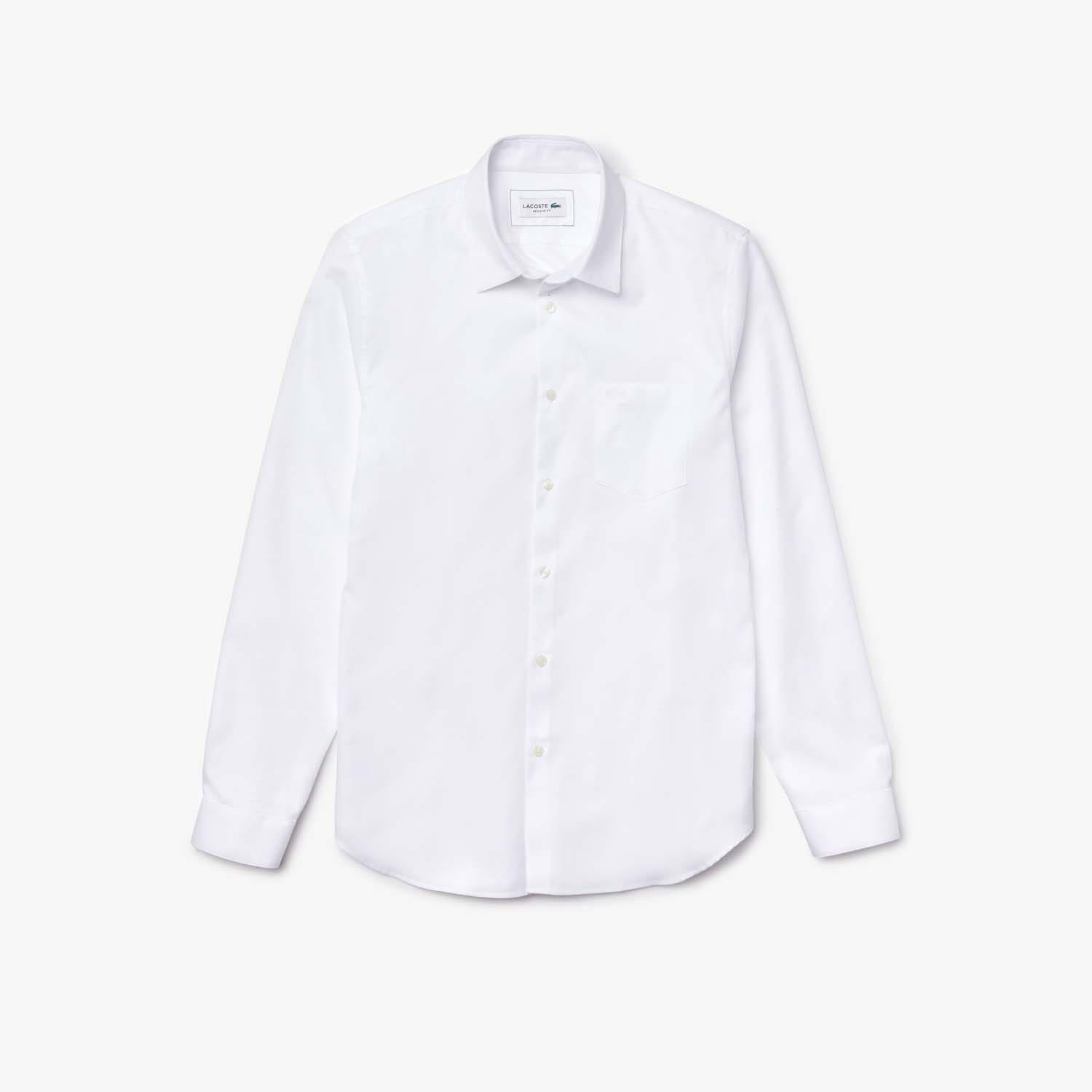 White - Lacoste - Regular Fit Cotton Poplin Shirt - 3