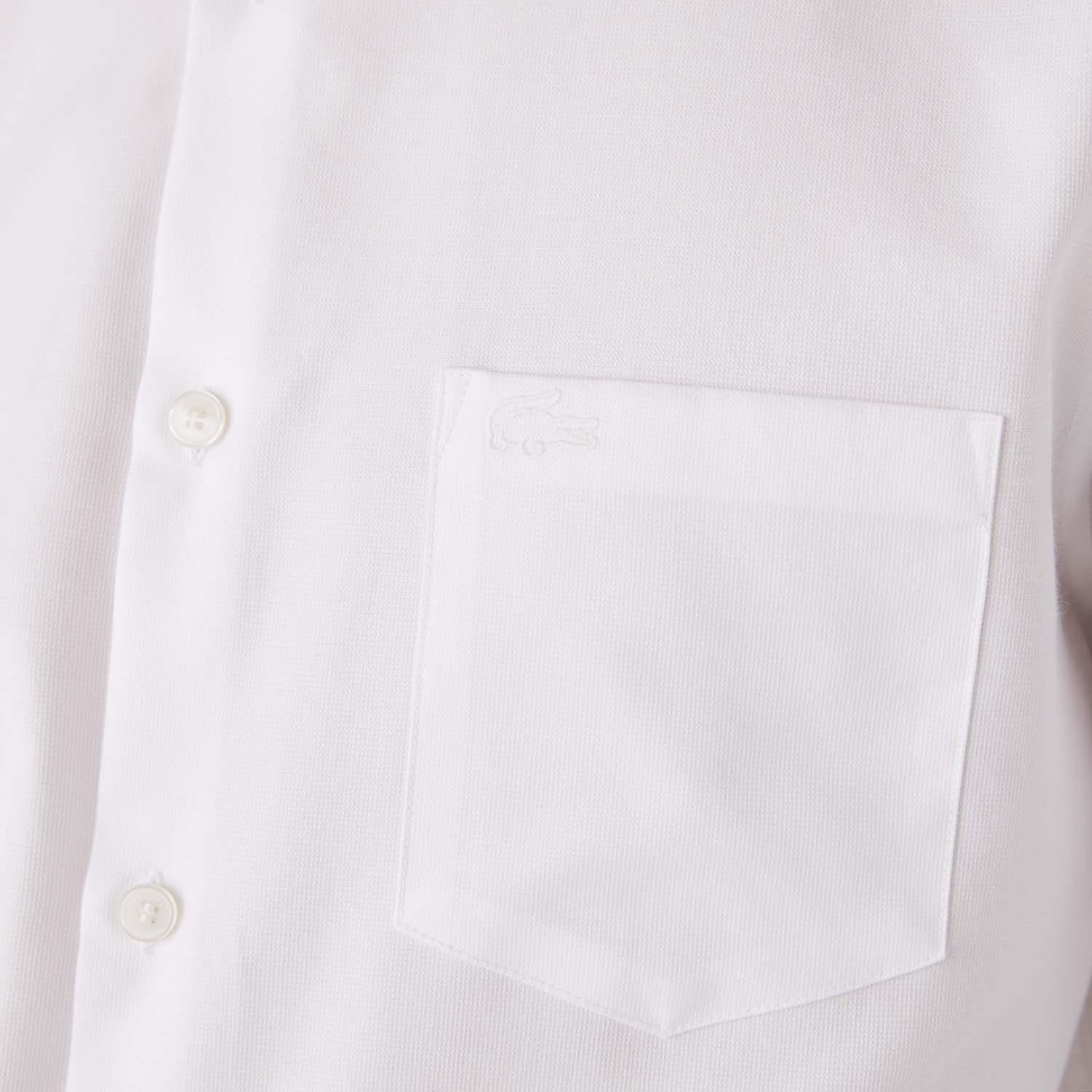White - Lacoste - Regular Fit Cotton Poplin Shirt - 5