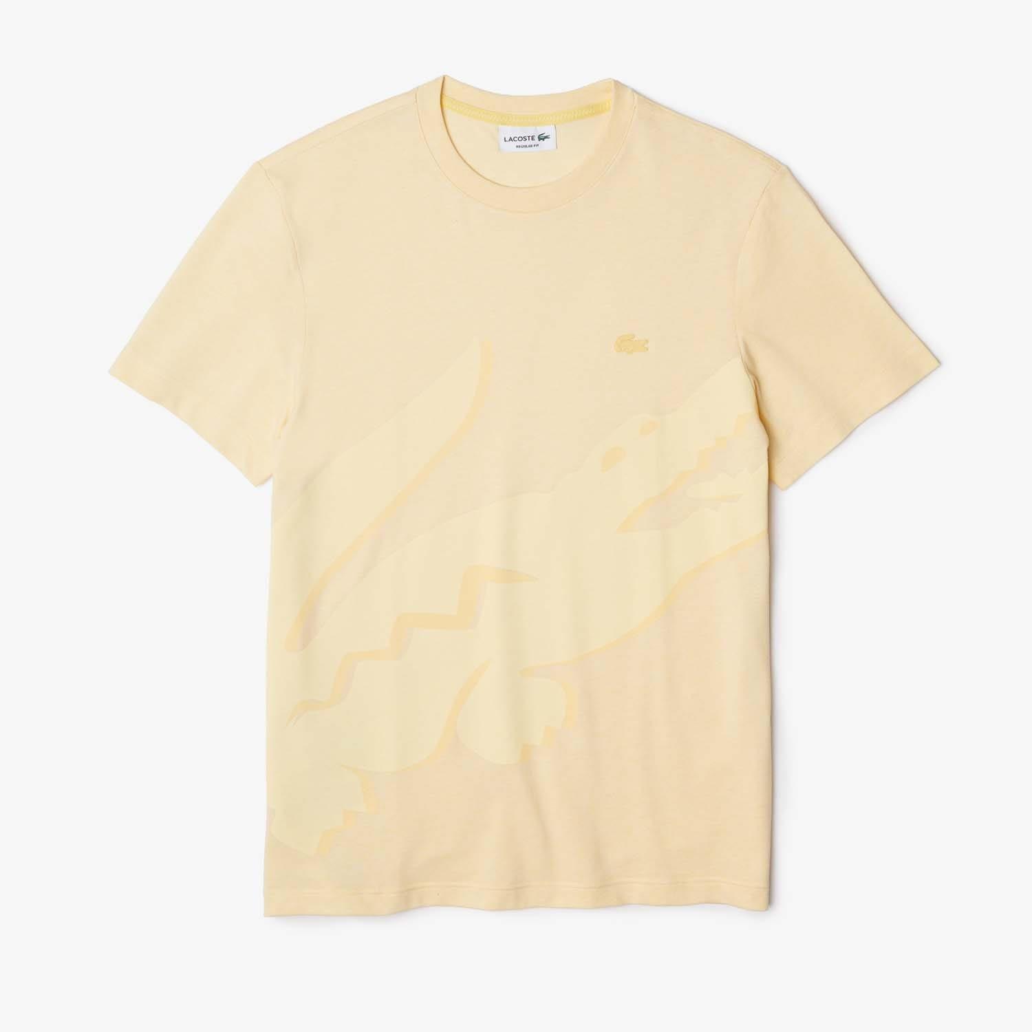 Yellow - Lacoste - Crocodile Print Crewneck T-Shirt - 1