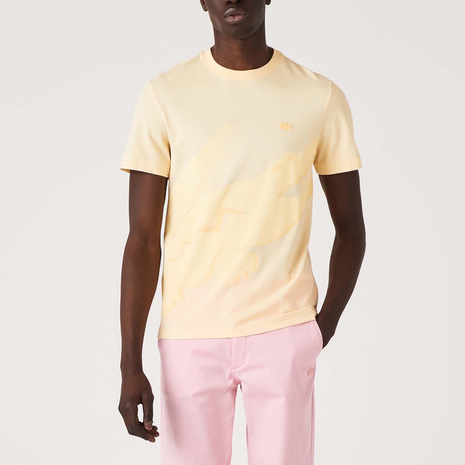 Yellow - Lacoste - Crocodile Print Crewneck T-Shirt - 4