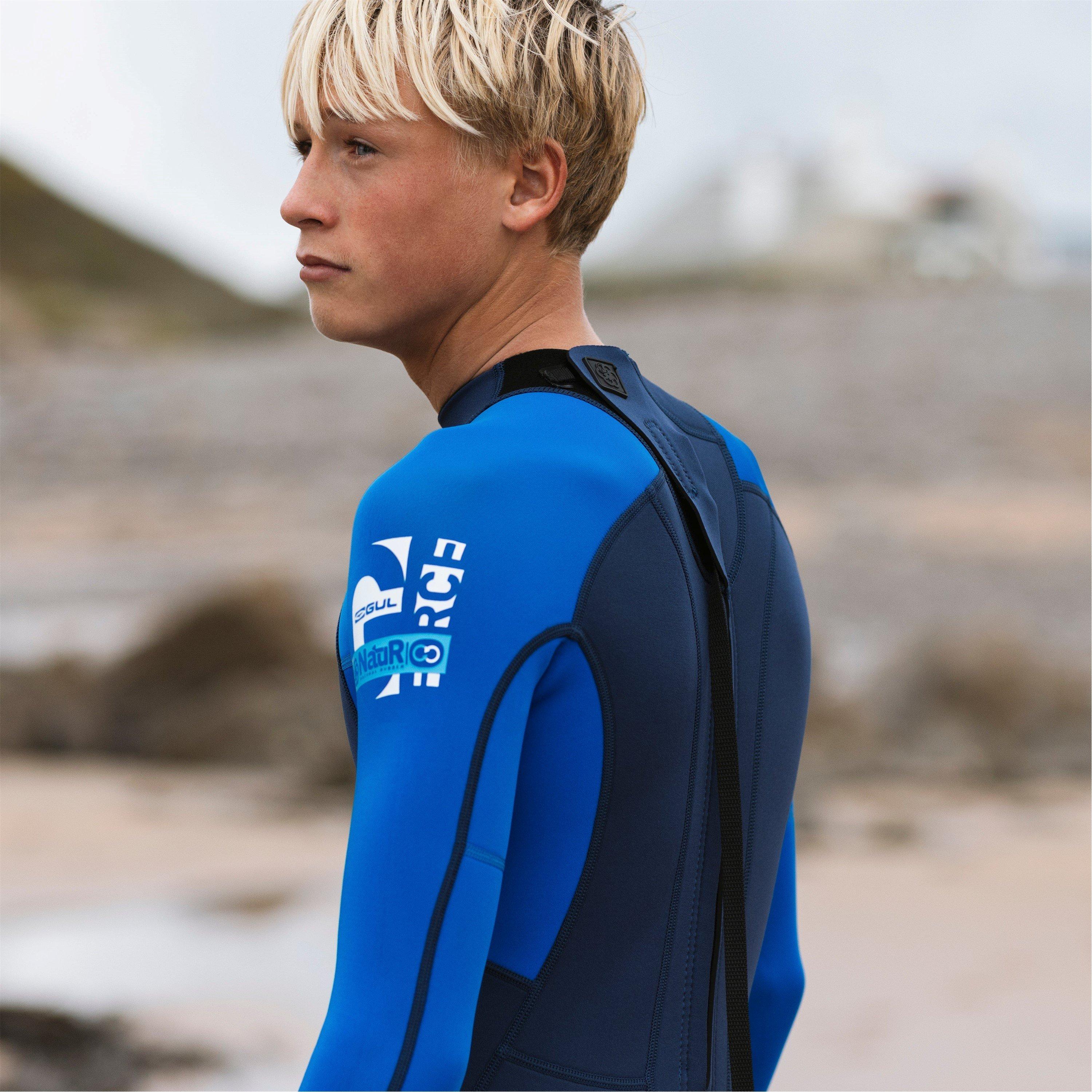 Navy/Blue - Gul - G-FORCE 32 NATUR JUNIOR FLATLOCK FULL WETSUIT - 14