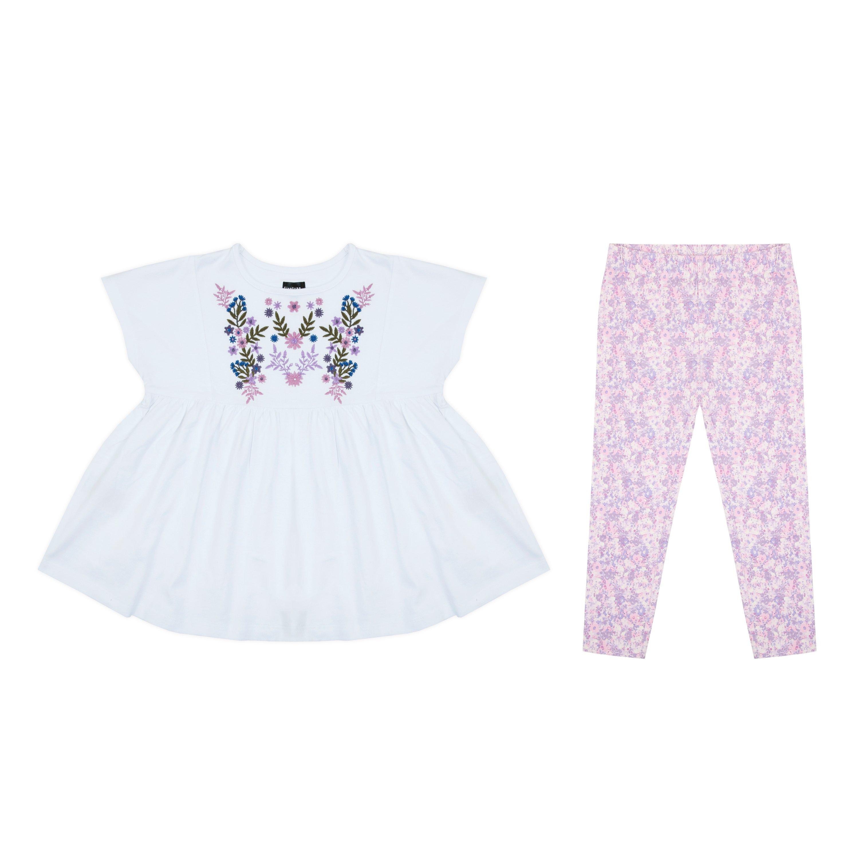 Bijeli cvjetni. - Firetrap - T-shirt and Legging Set Infants - 3
