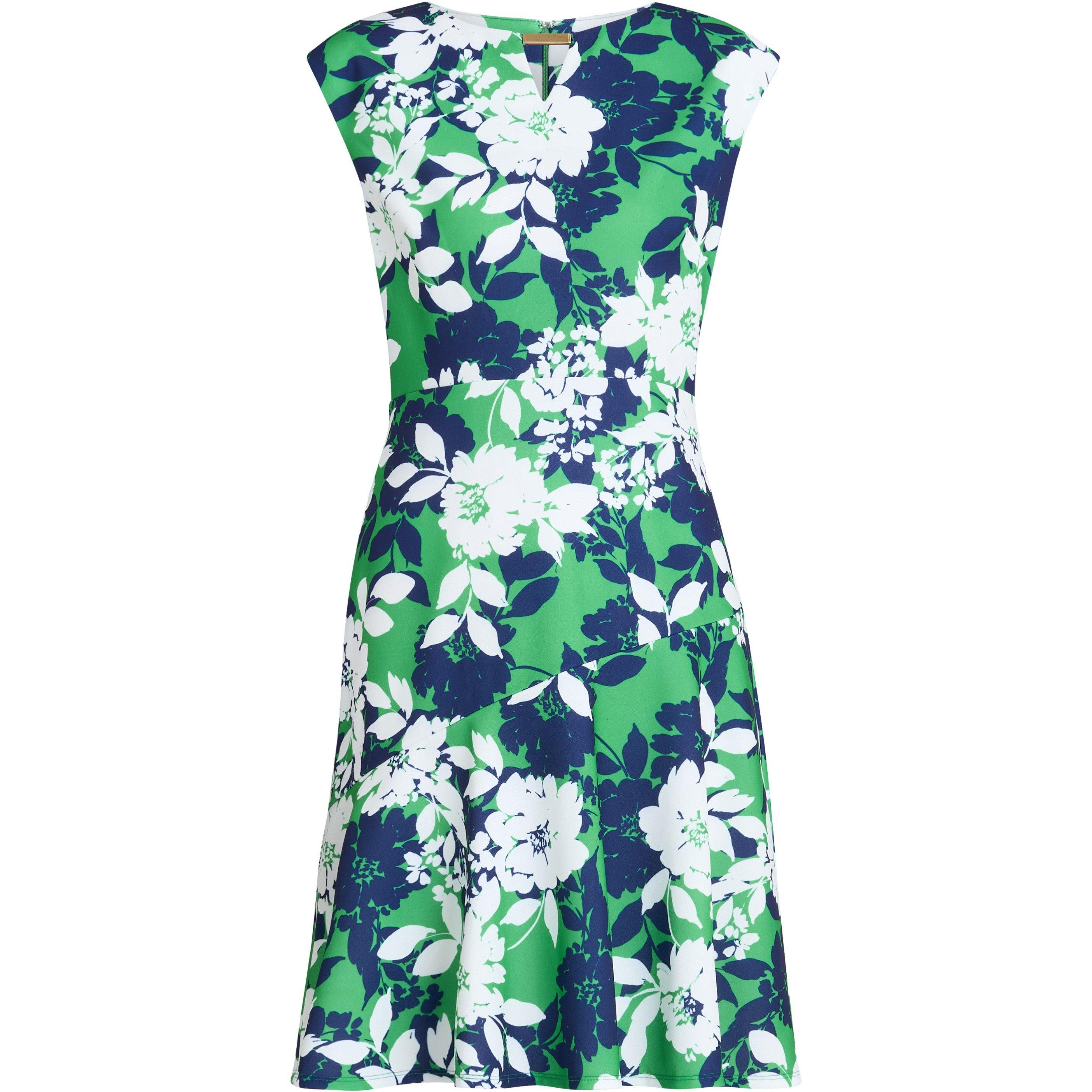 Green - Gina Bacconi - Gracey Floral Cap-Sleeve Dress - 4