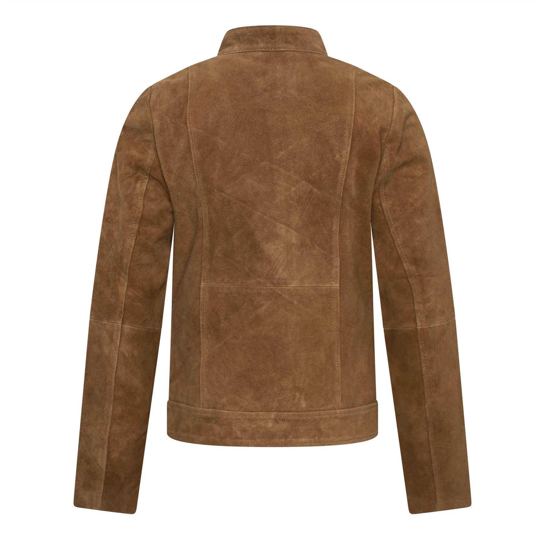 Tan - Elle - Lara Suede Moto Jacket - 2