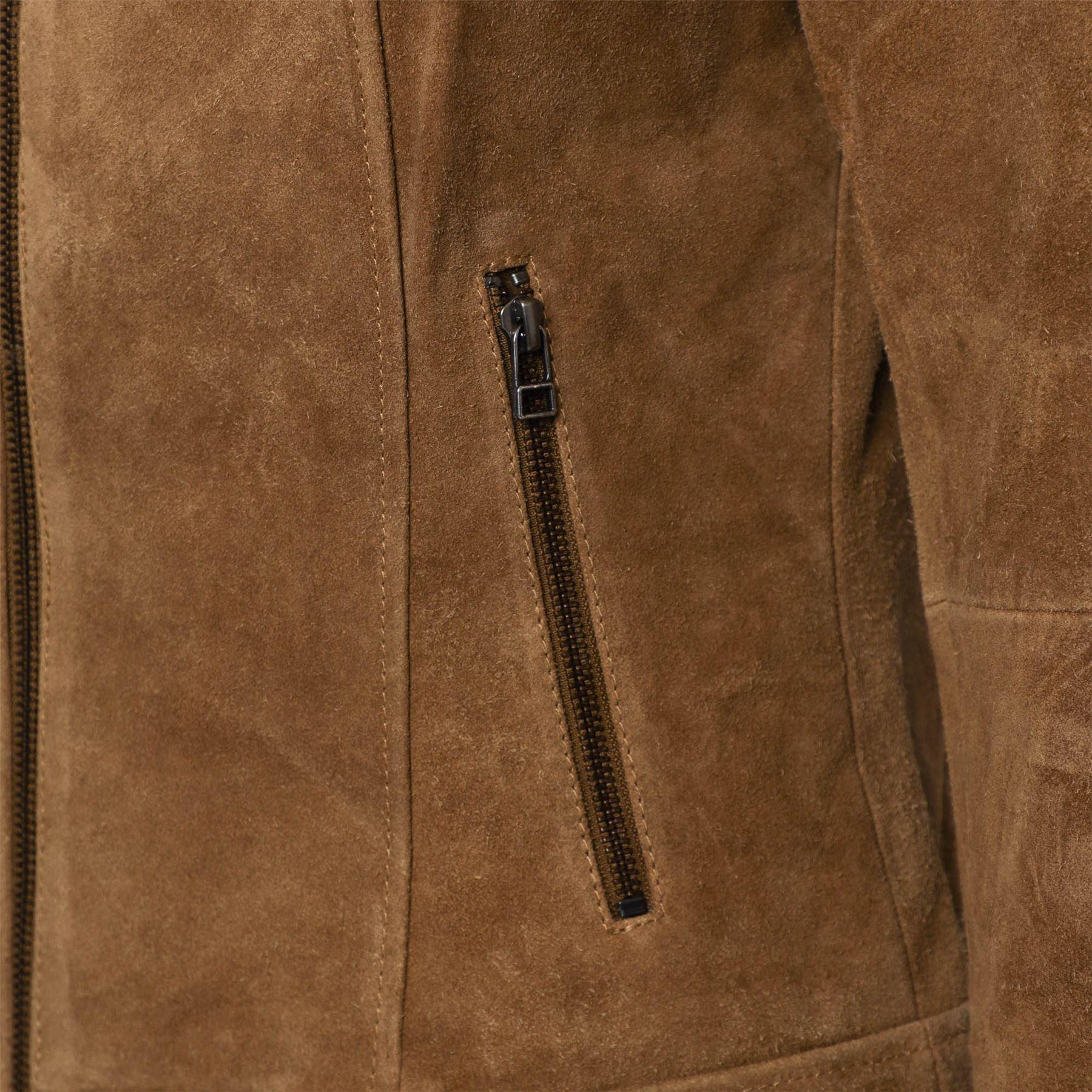 Tan - Elle - Lara Suede Moto Jacket - 3