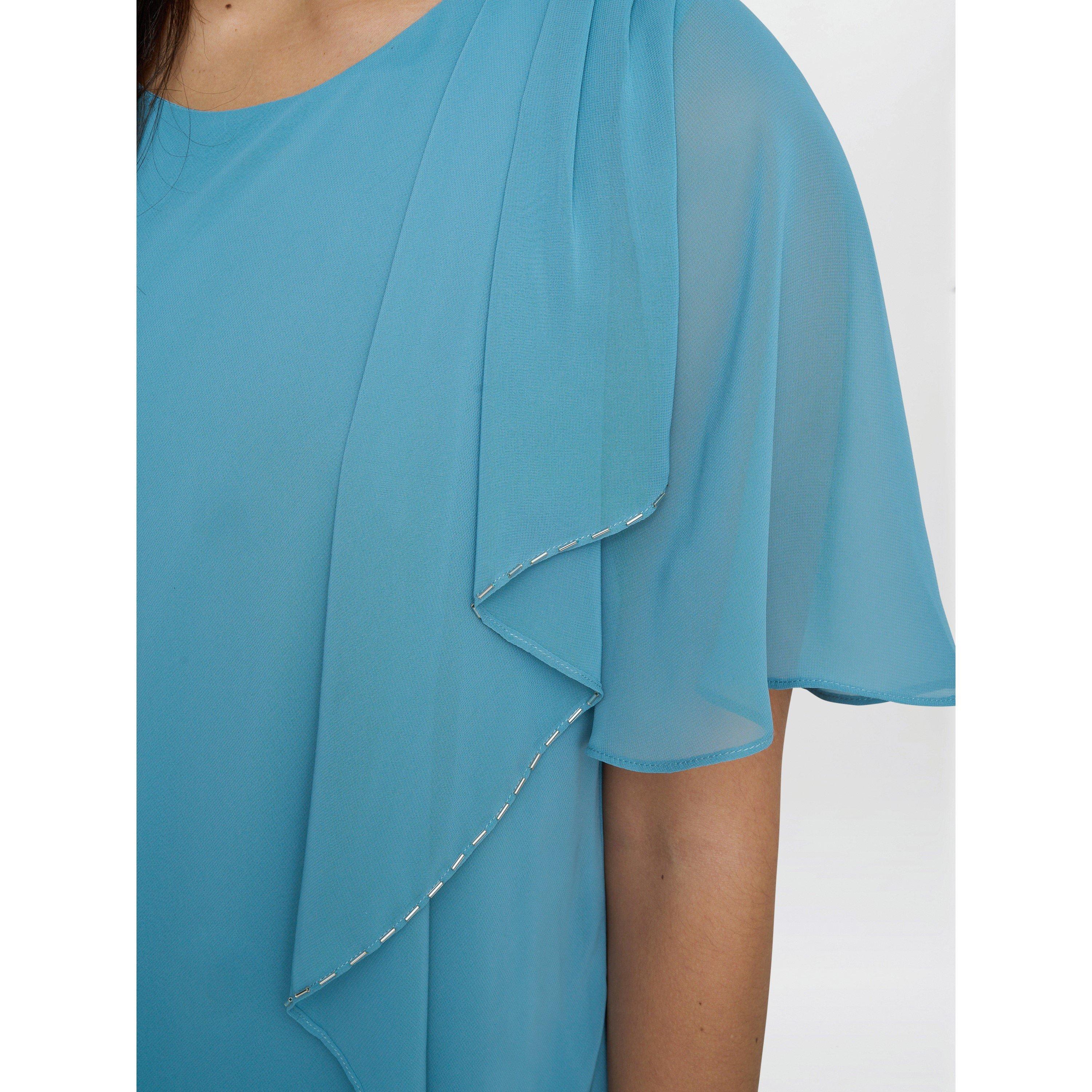 Sea Mist - Gina Bacconi - Hallie Blue Floral Tier Dress - 5