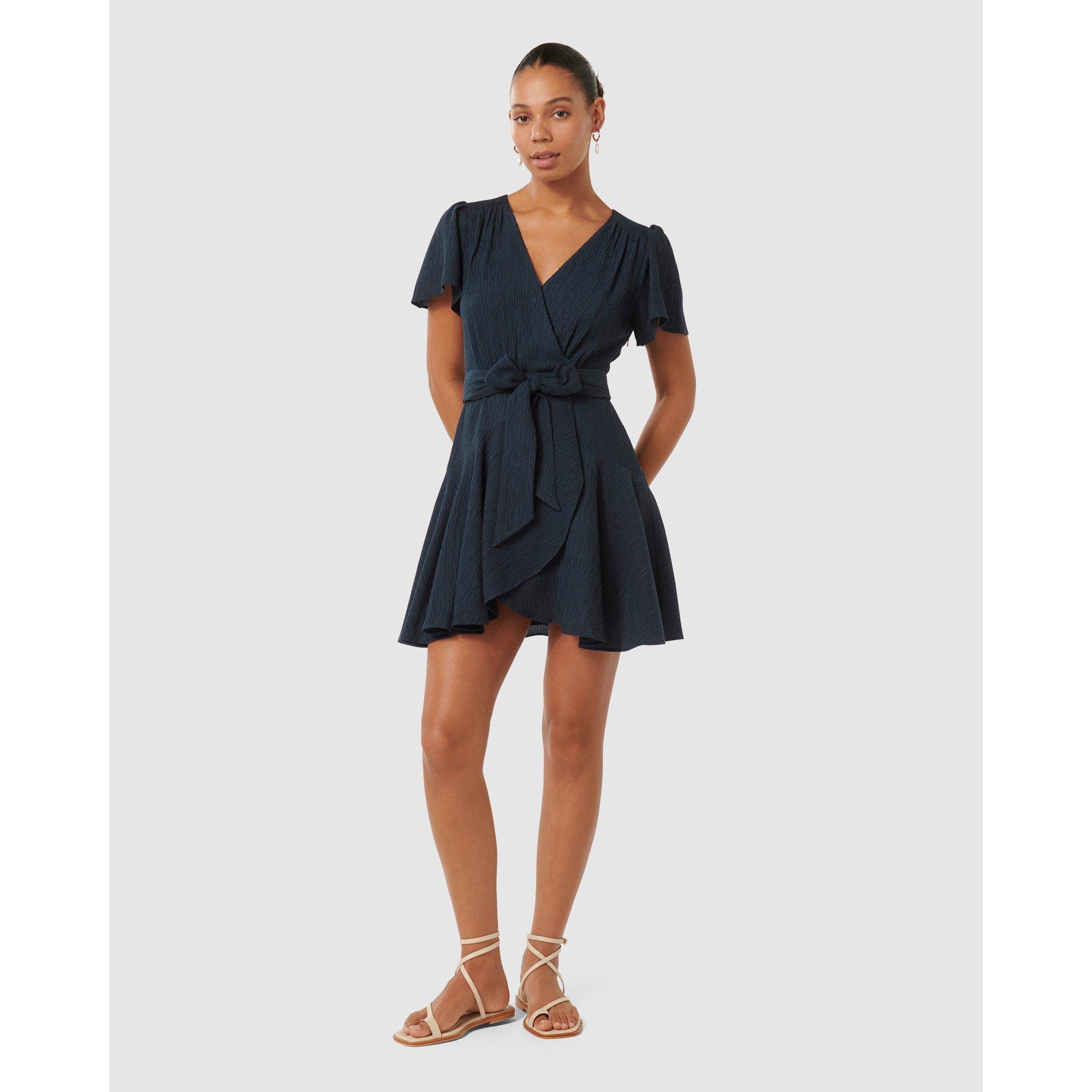 New Navy - Forever New - Chrissie Flutter Sleeves Mini Dress - 2