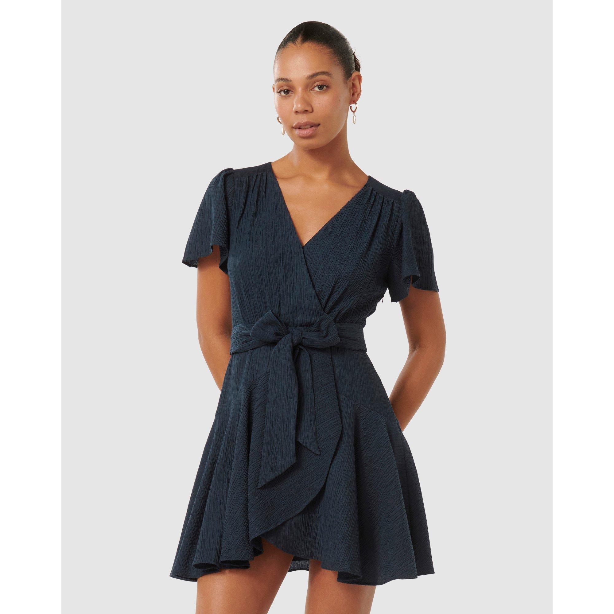 New Navy - Forever New - Chrissie Flutter Sleeves Mini Dress - 3