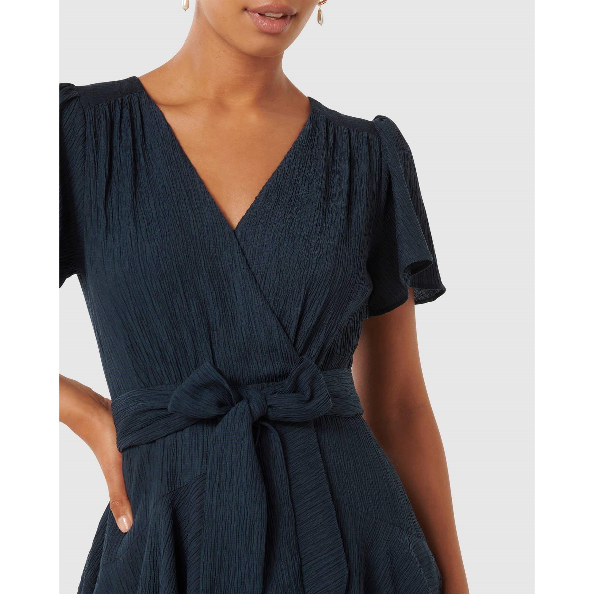 New Navy - Forever New - Chrissie Flutter Sleeves Mini Dress - 4