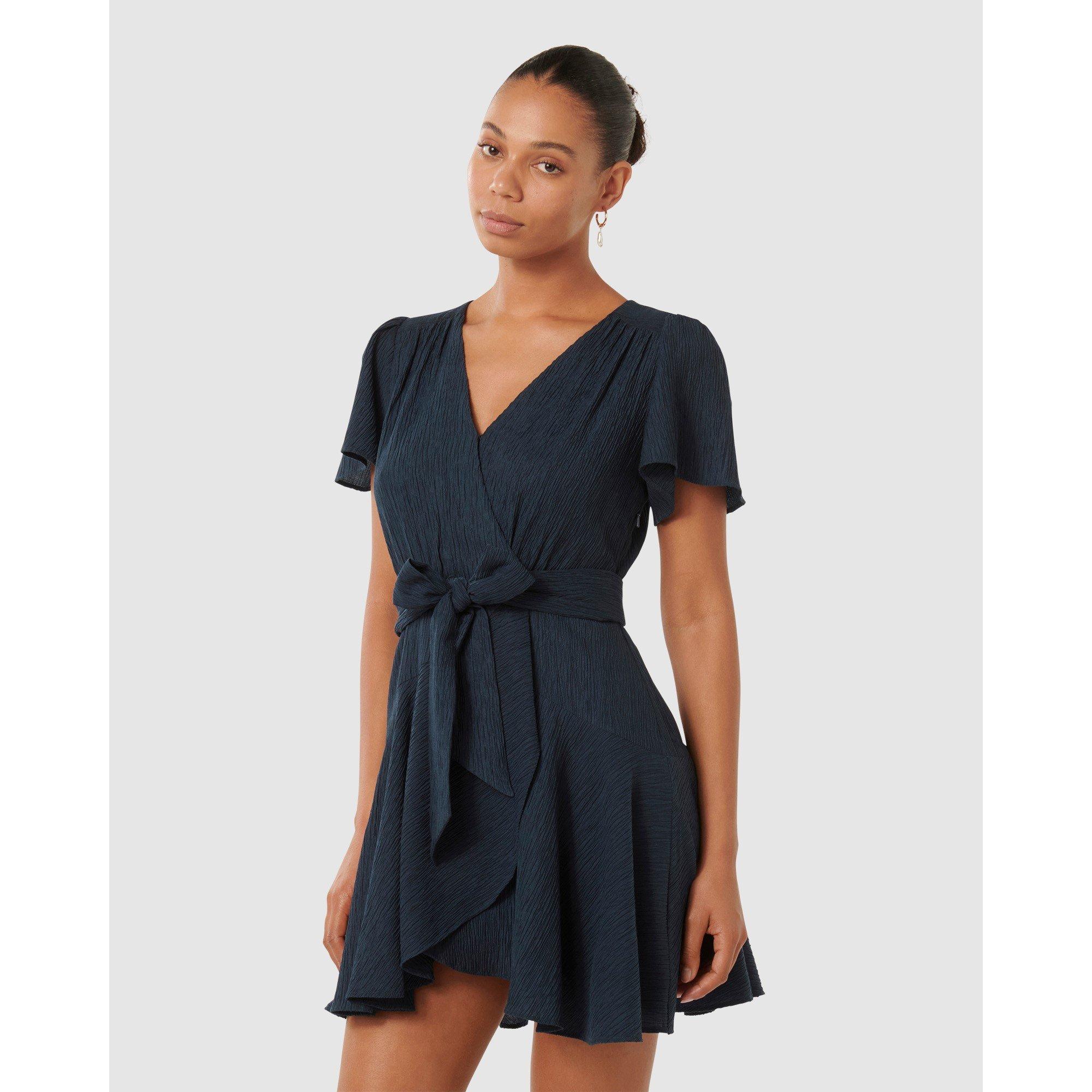 New Navy - Forever New - Chrissie Flutter Sleeves Mini Dress - 5