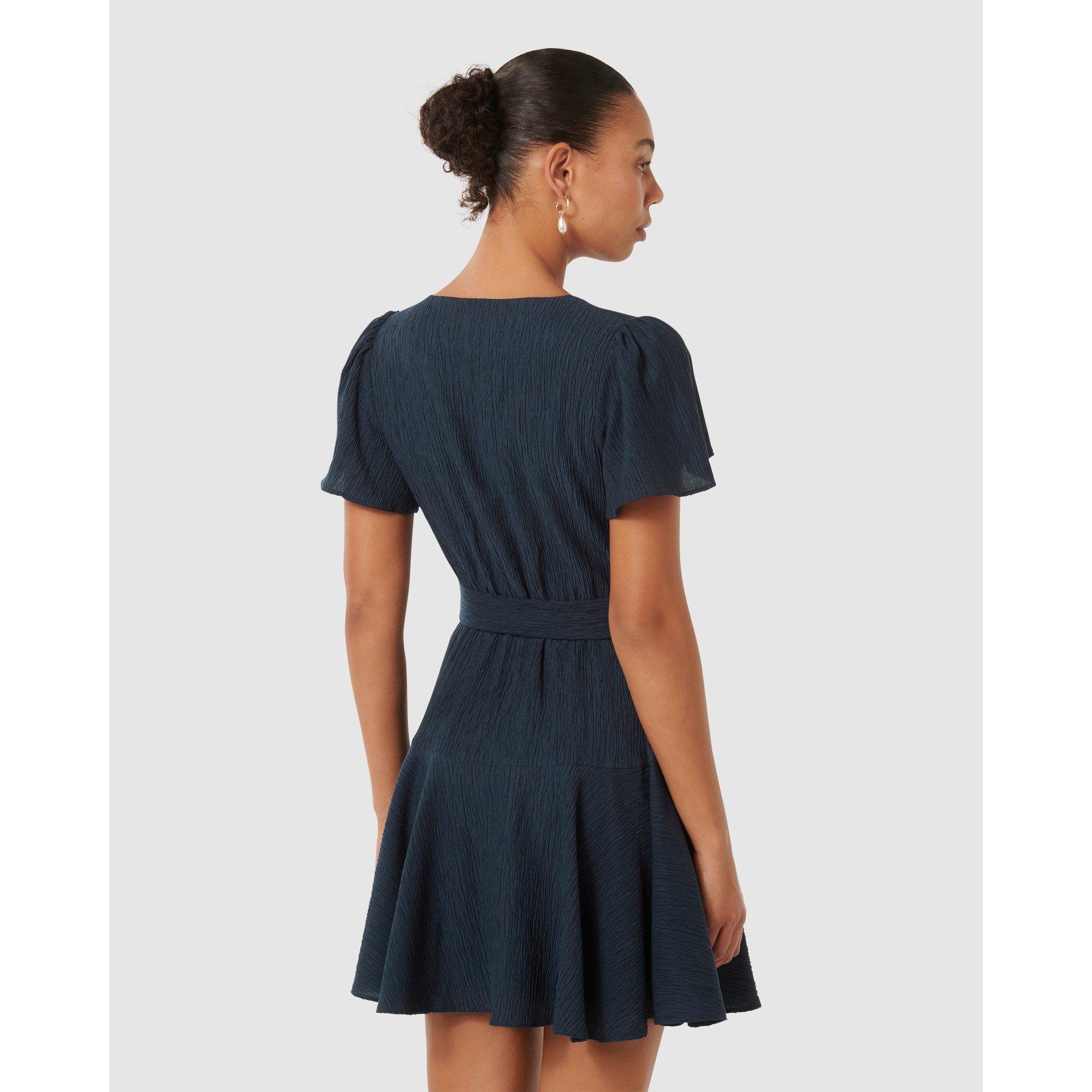 New Navy - Forever New - Chrissie Flutter Sleeves Mini Dress - 6