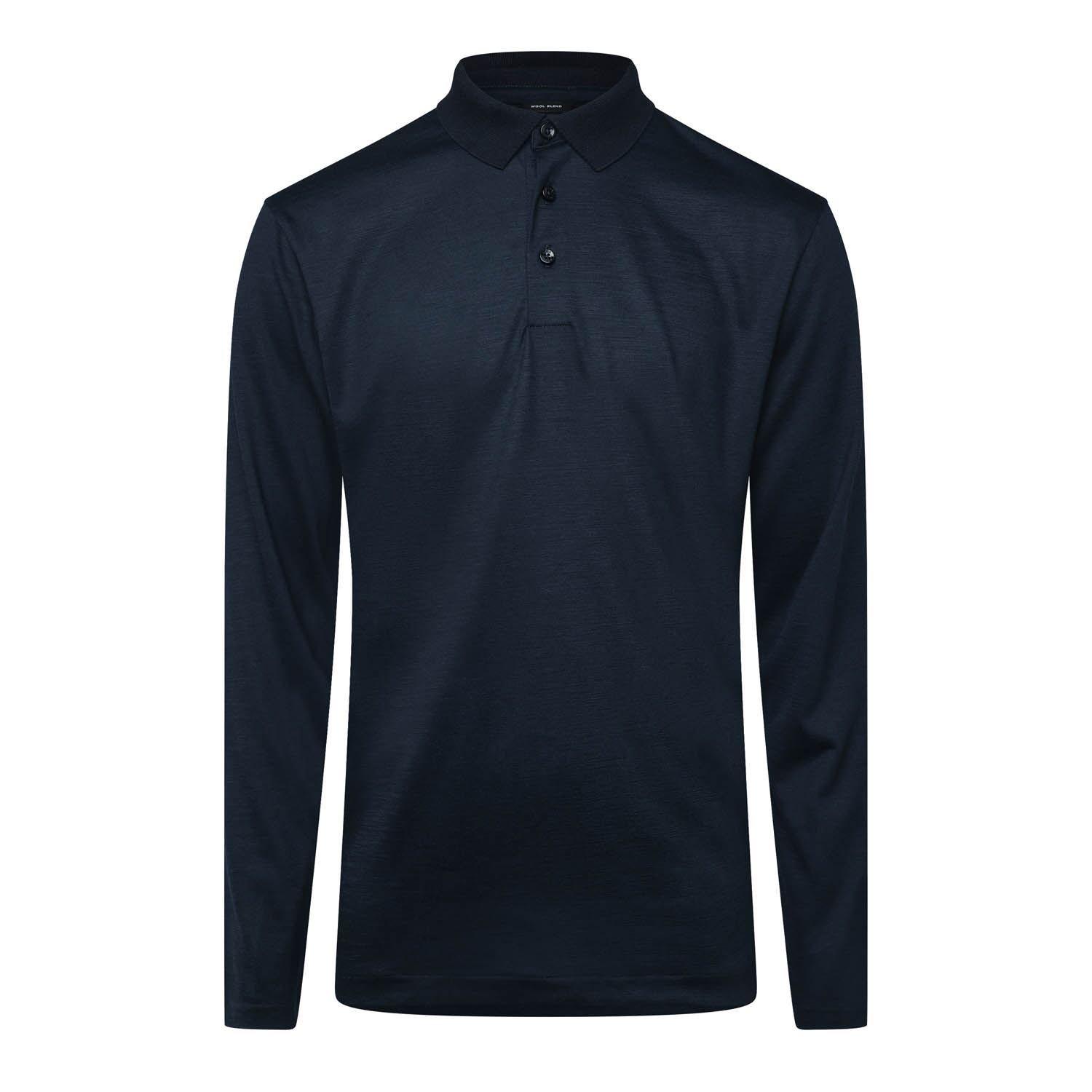 Dark Blue - Hugo - H-Pado 110 Long Sleeve Polo Shirt - 1