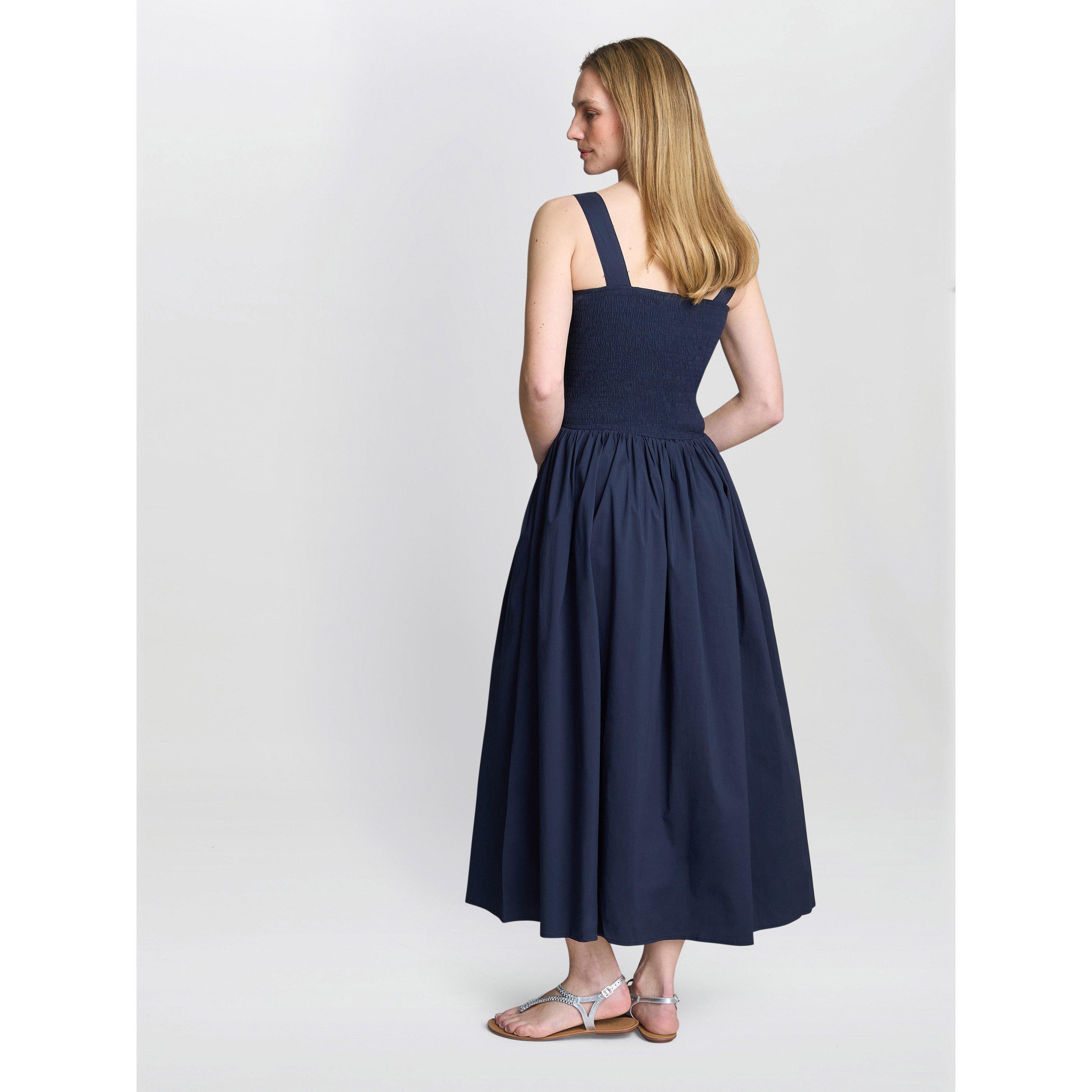 Navy - Gina Bacconi - Bonita Sheered Bodice Dress - 2