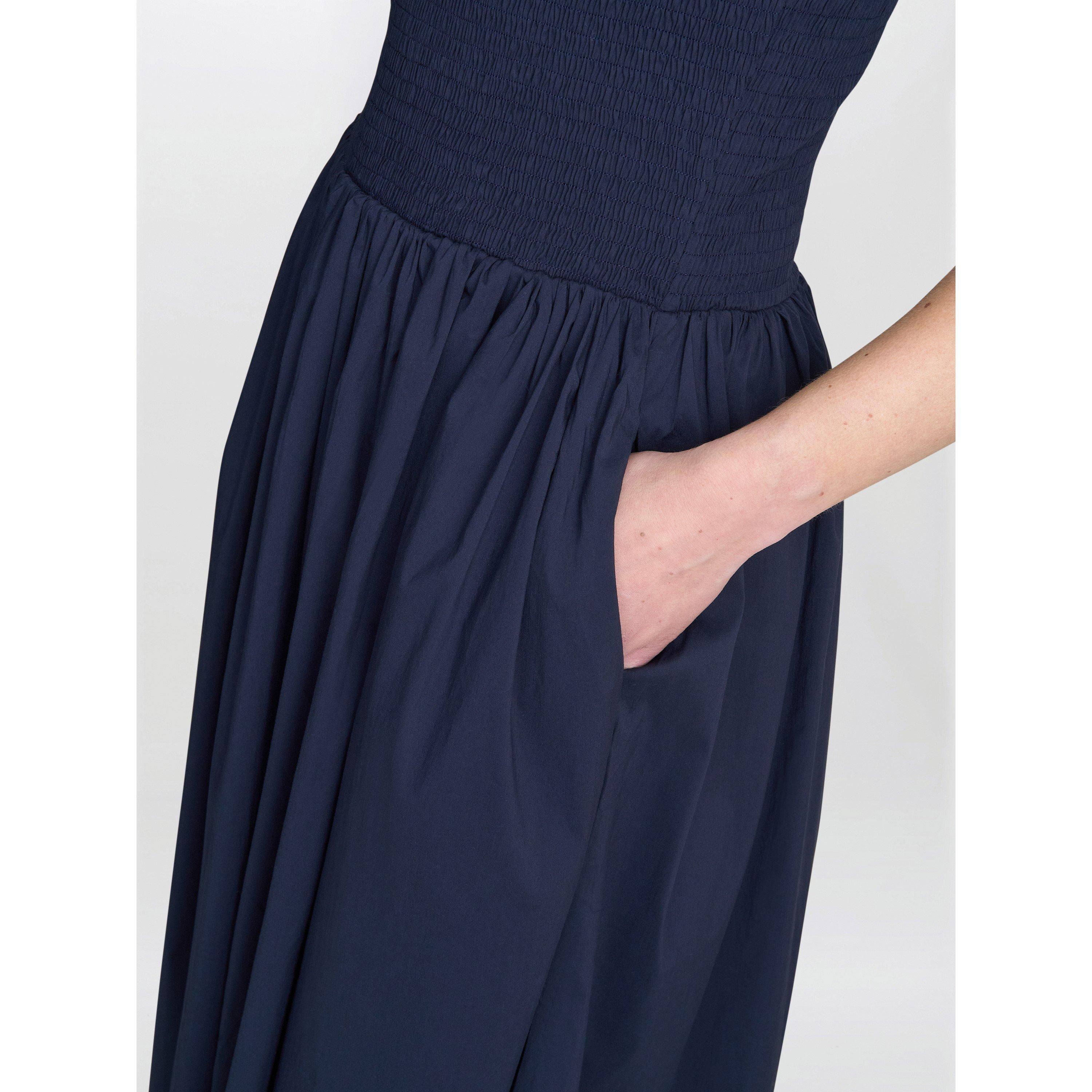 Navy - Gina Bacconi - Bonita Sheered Bodice Dress - 5