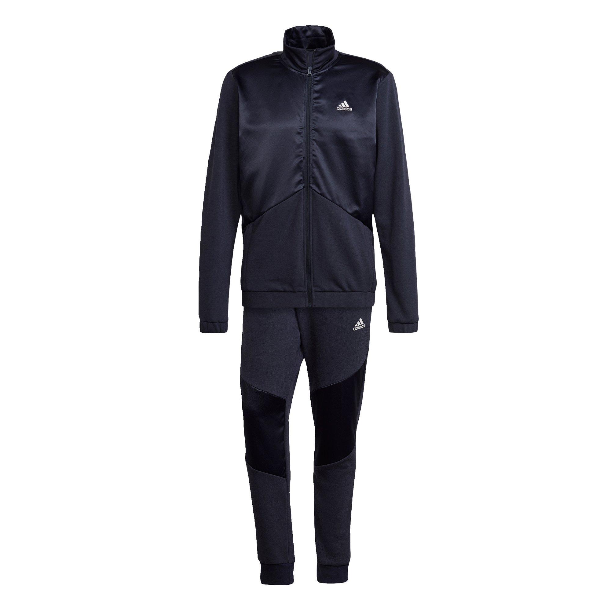 Adidas Men's Satin French Terry Tracksuit - Legend Ink - XL