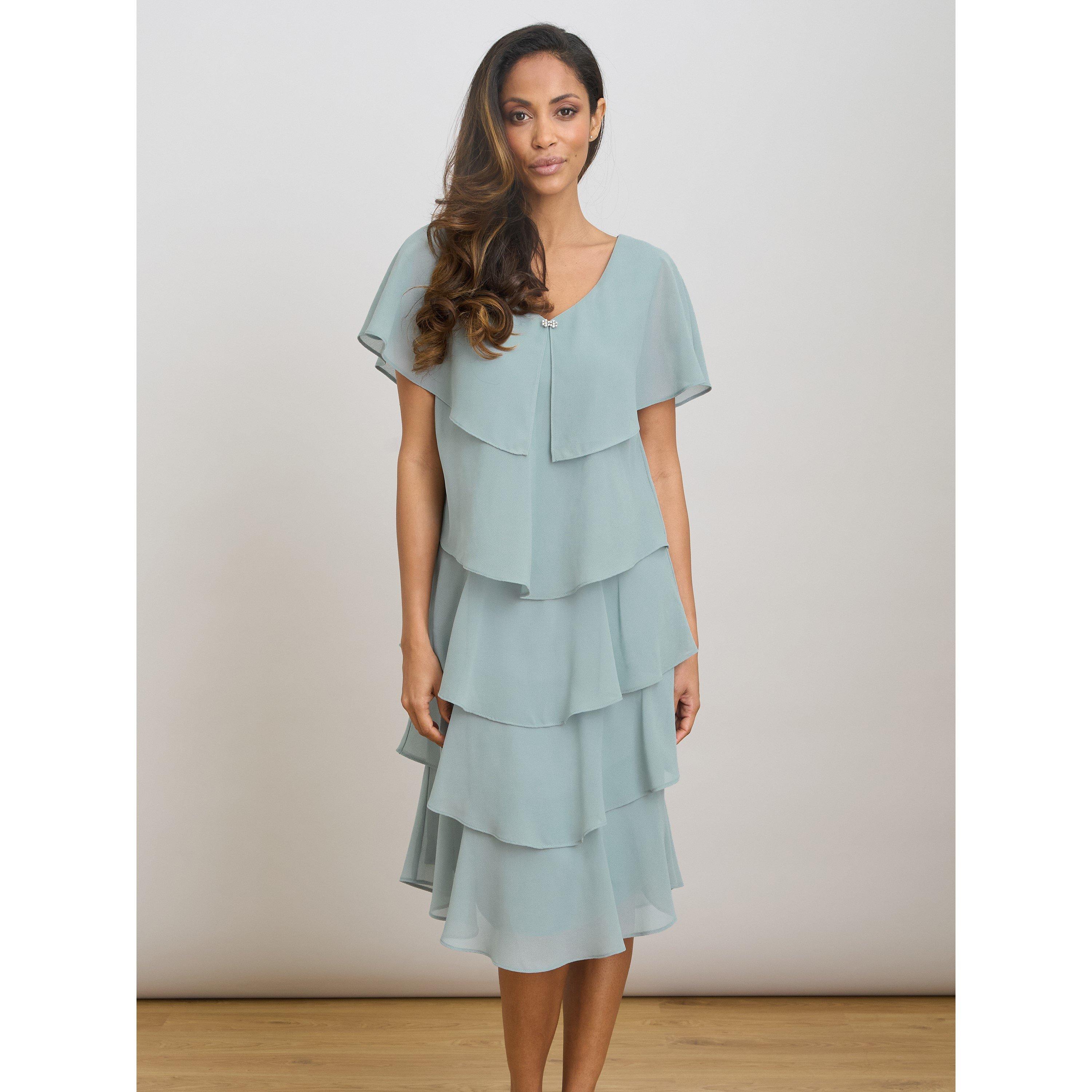Sage - Gina Bacconi - Bella Georgette Tiered Dress - 2
