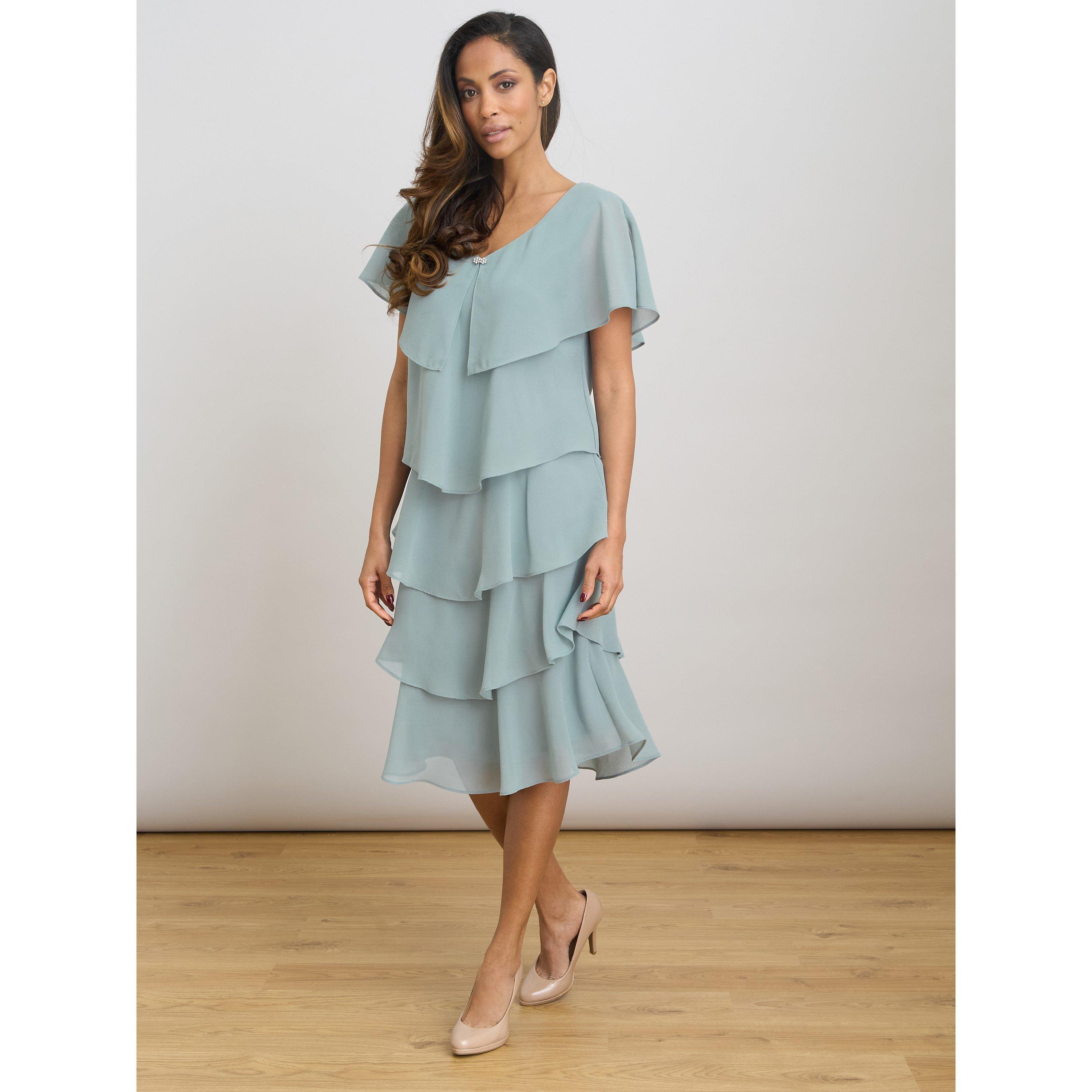 Sage - Gina Bacconi - Bella Georgette Tiered Dress - 4