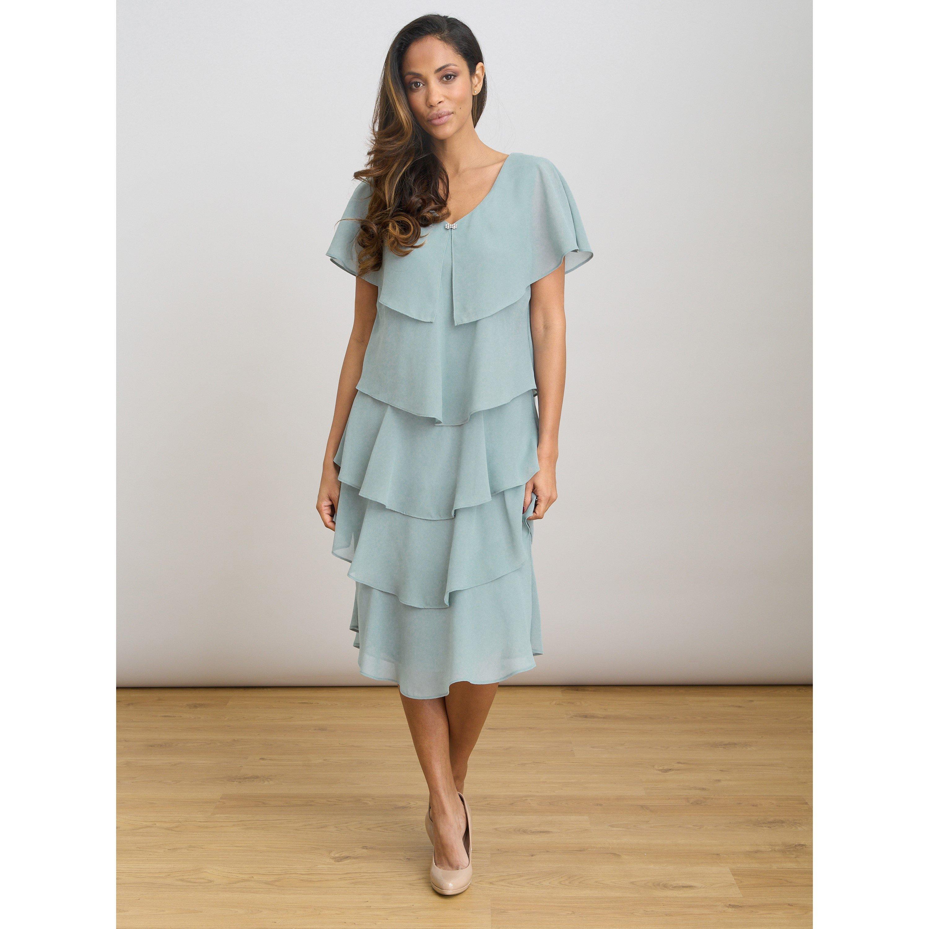 Sage - Gina Bacconi - Bella Georgette Tiered Dress - 7