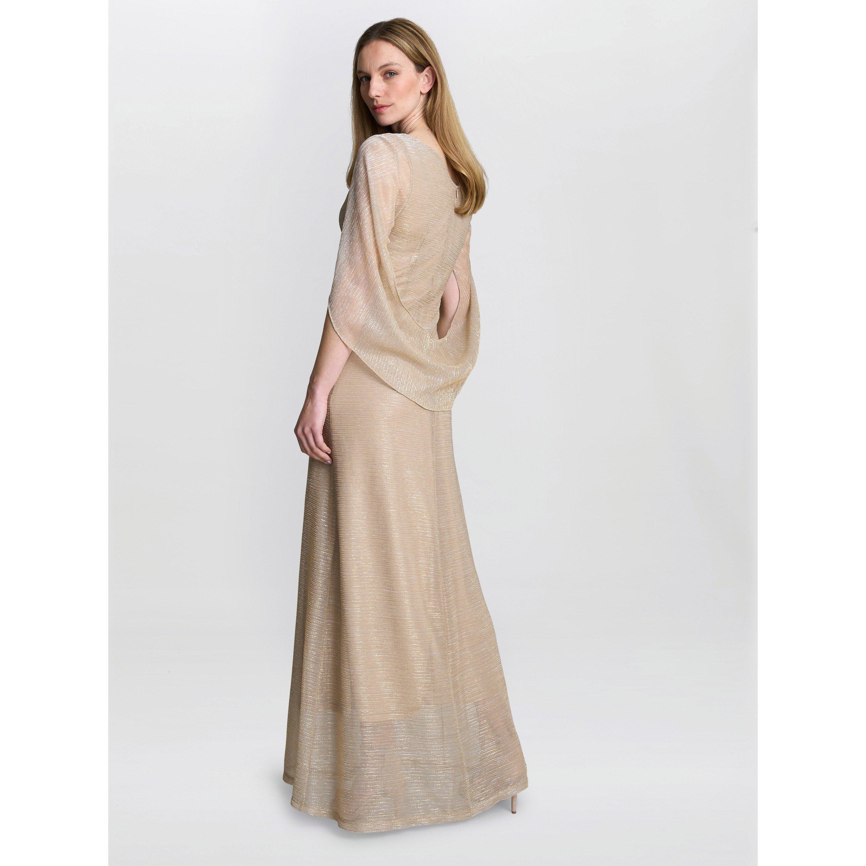 Gold / Silver - Gina Bacconi - Joanna Metallic Knit Maxi Dress - 2