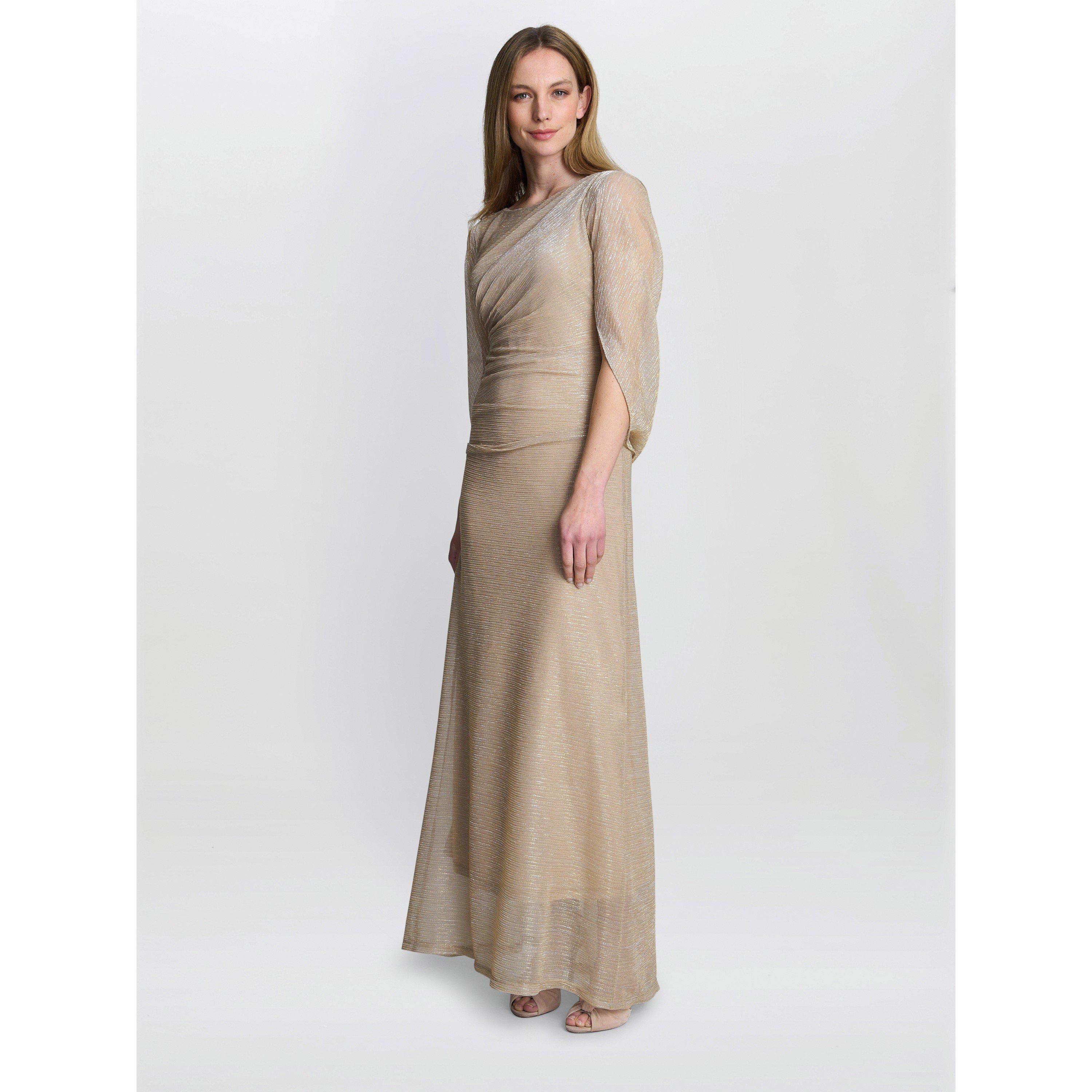 Gold / Silver - Gina Bacconi - Joanna Metallic Knit Maxi Dress - 3
