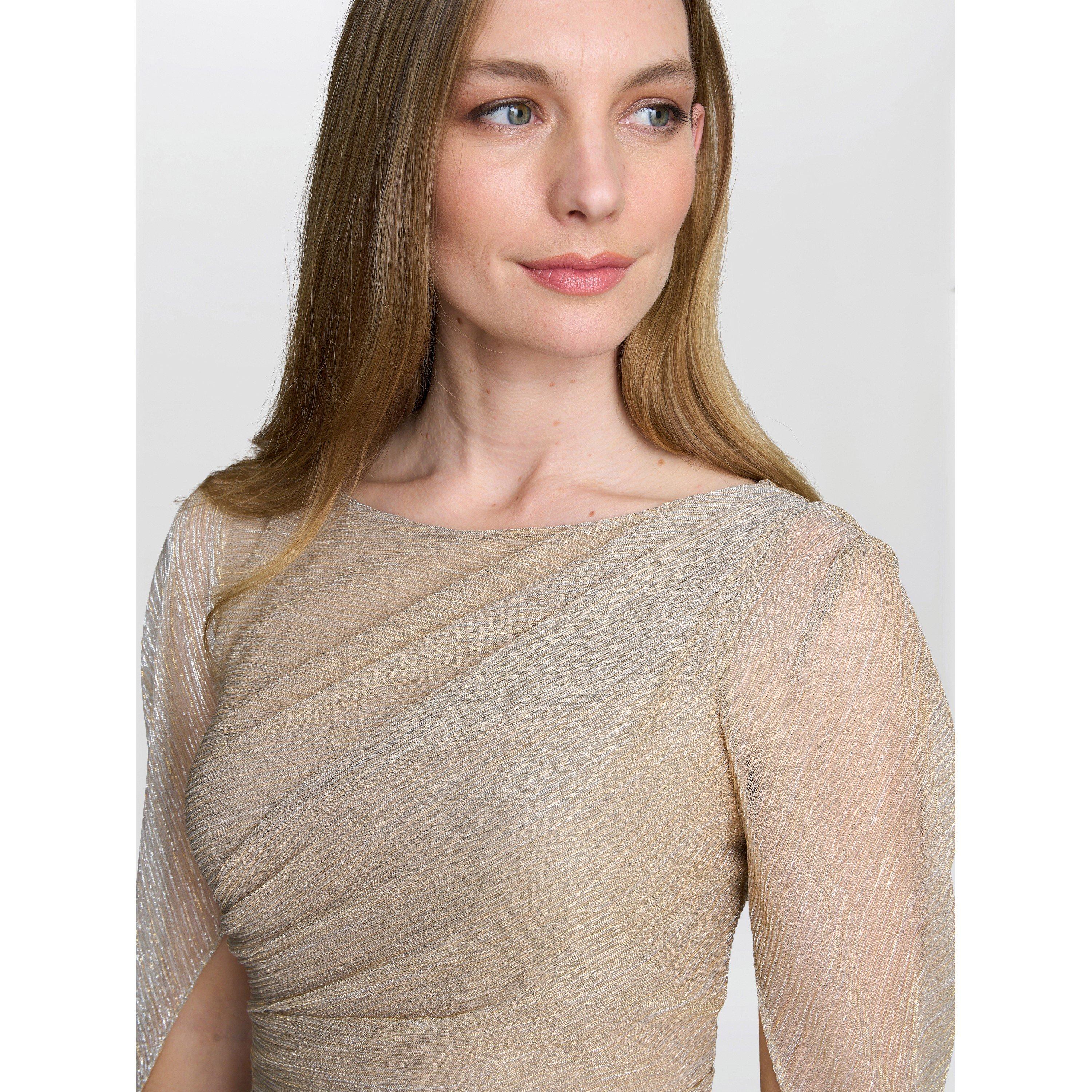 Gold / Silver - Gina Bacconi - Joanna Metallic Knit Maxi Dress - 5