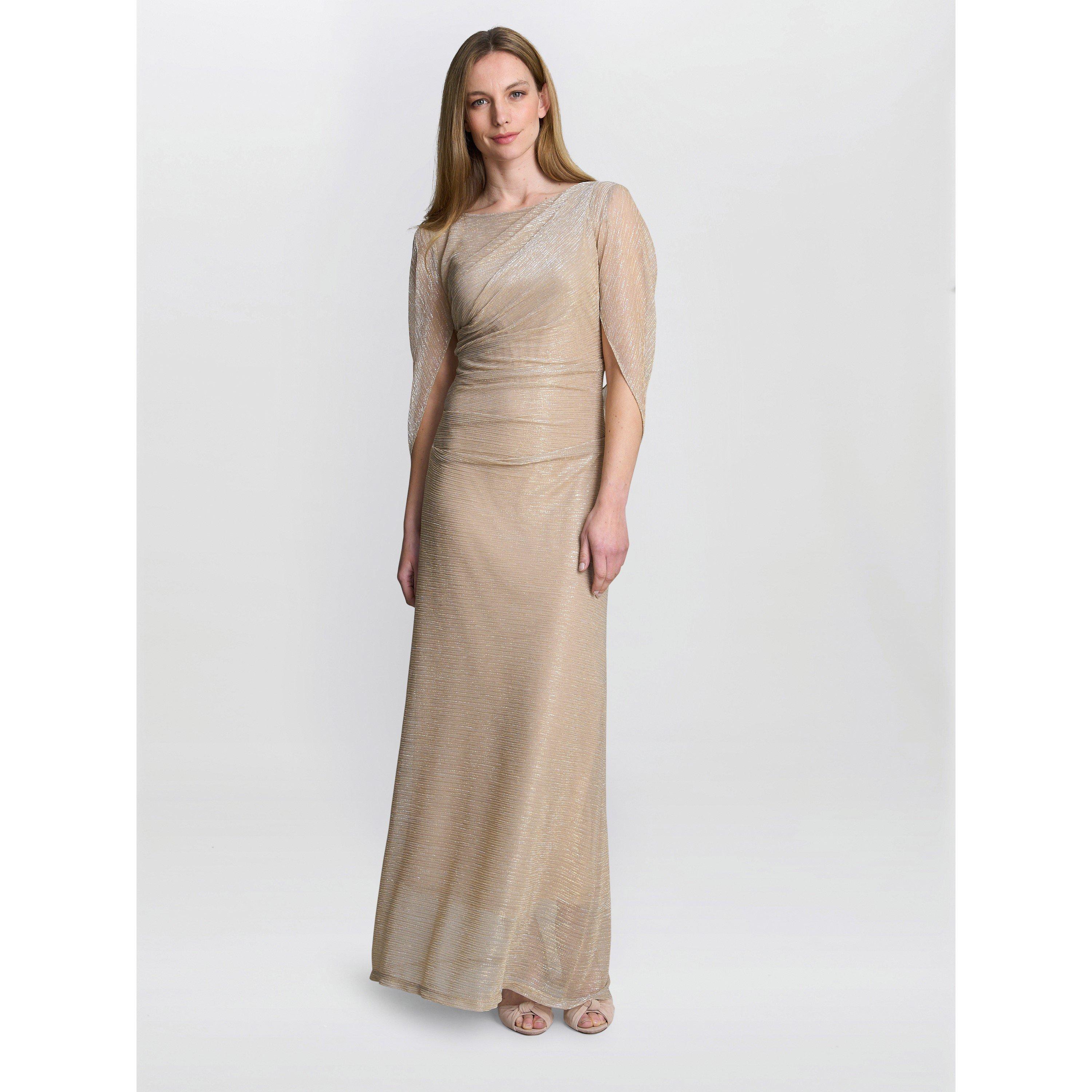 Gold / Silver - Gina Bacconi - Joanna Metallic Knit Maxi Dress - 6