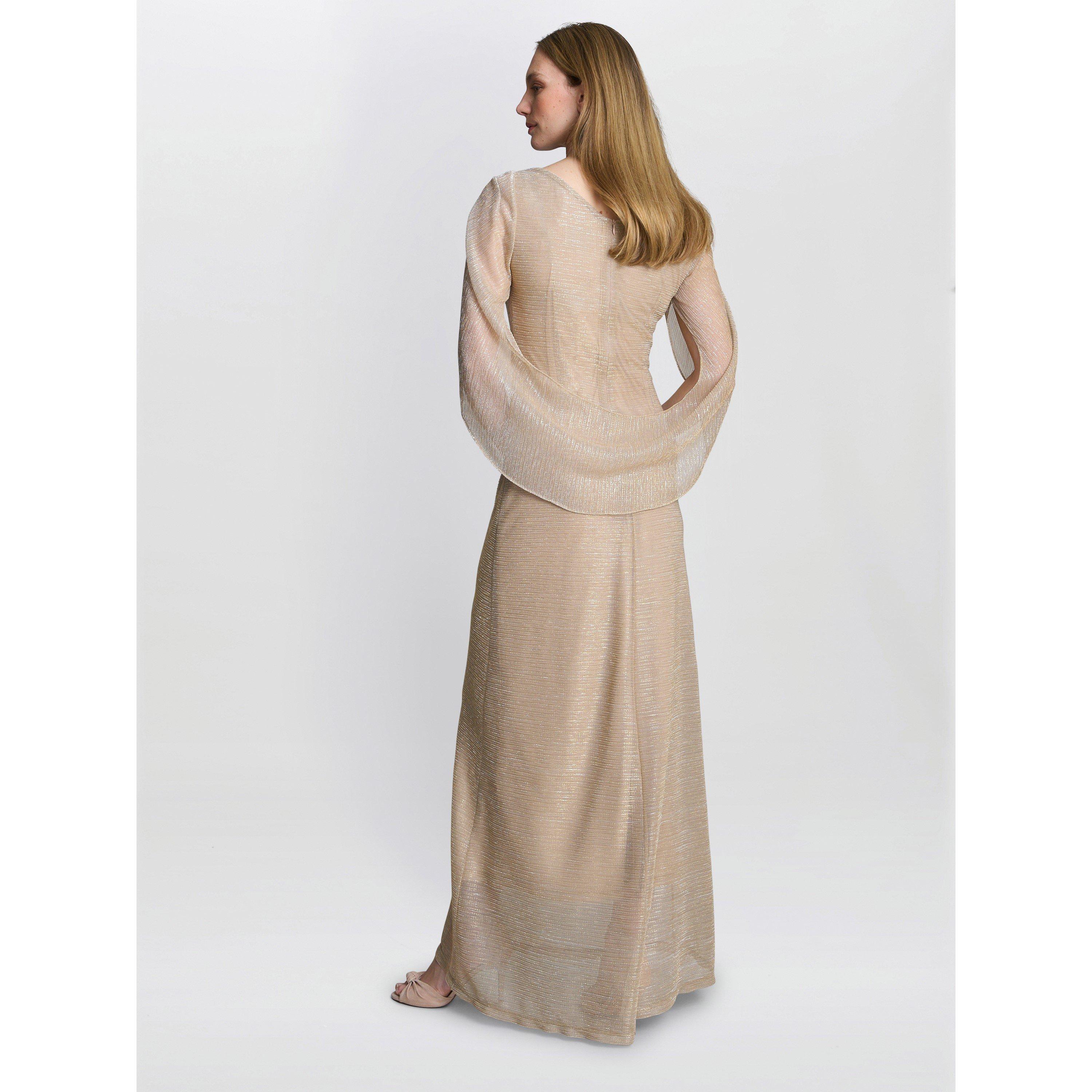 Gold / Silver - Gina Bacconi - Joanna Metallic Knit Maxi Dress - 8