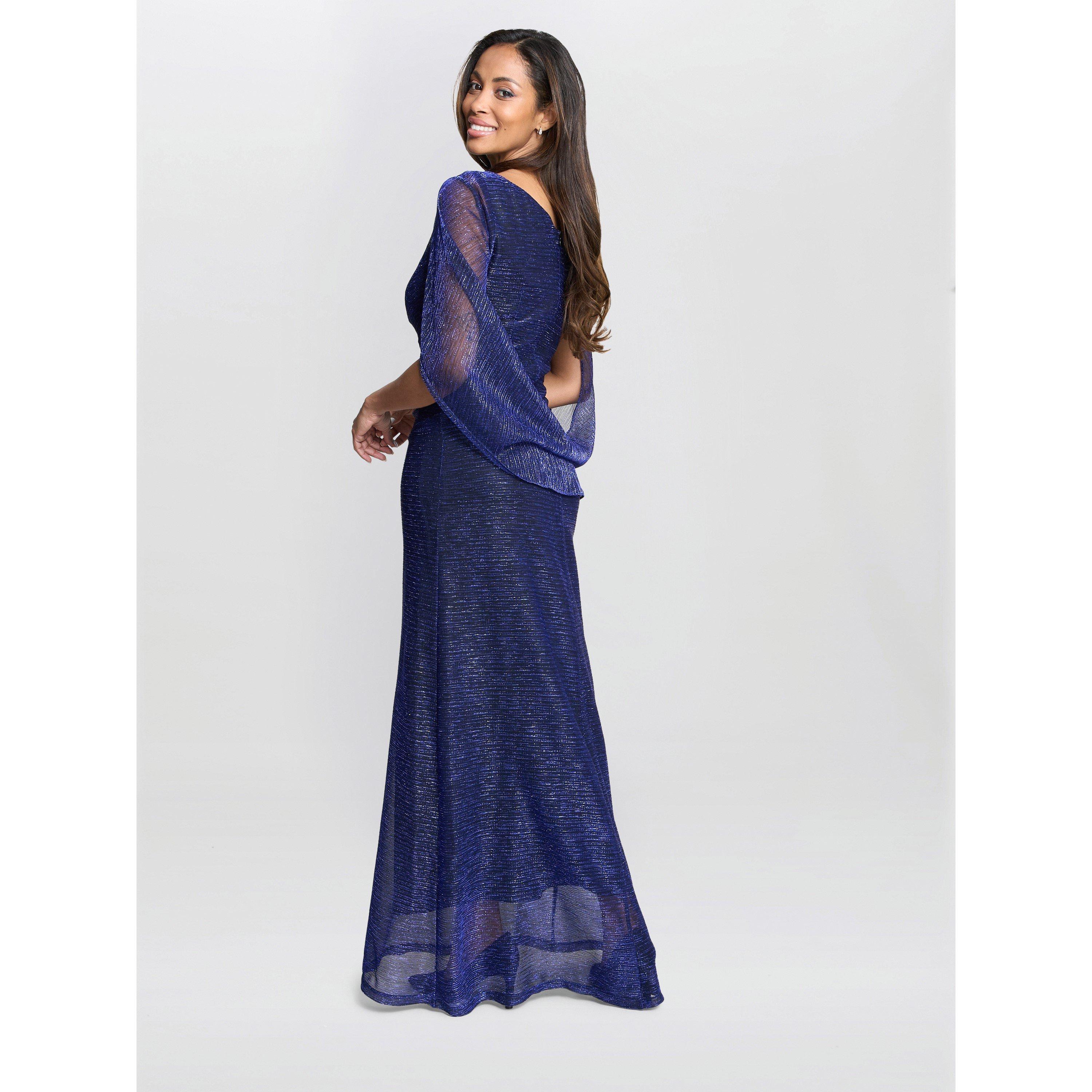 Cobalt - Gina Bacconi - Joanna Metallic Knit Maxi Dress - 4
