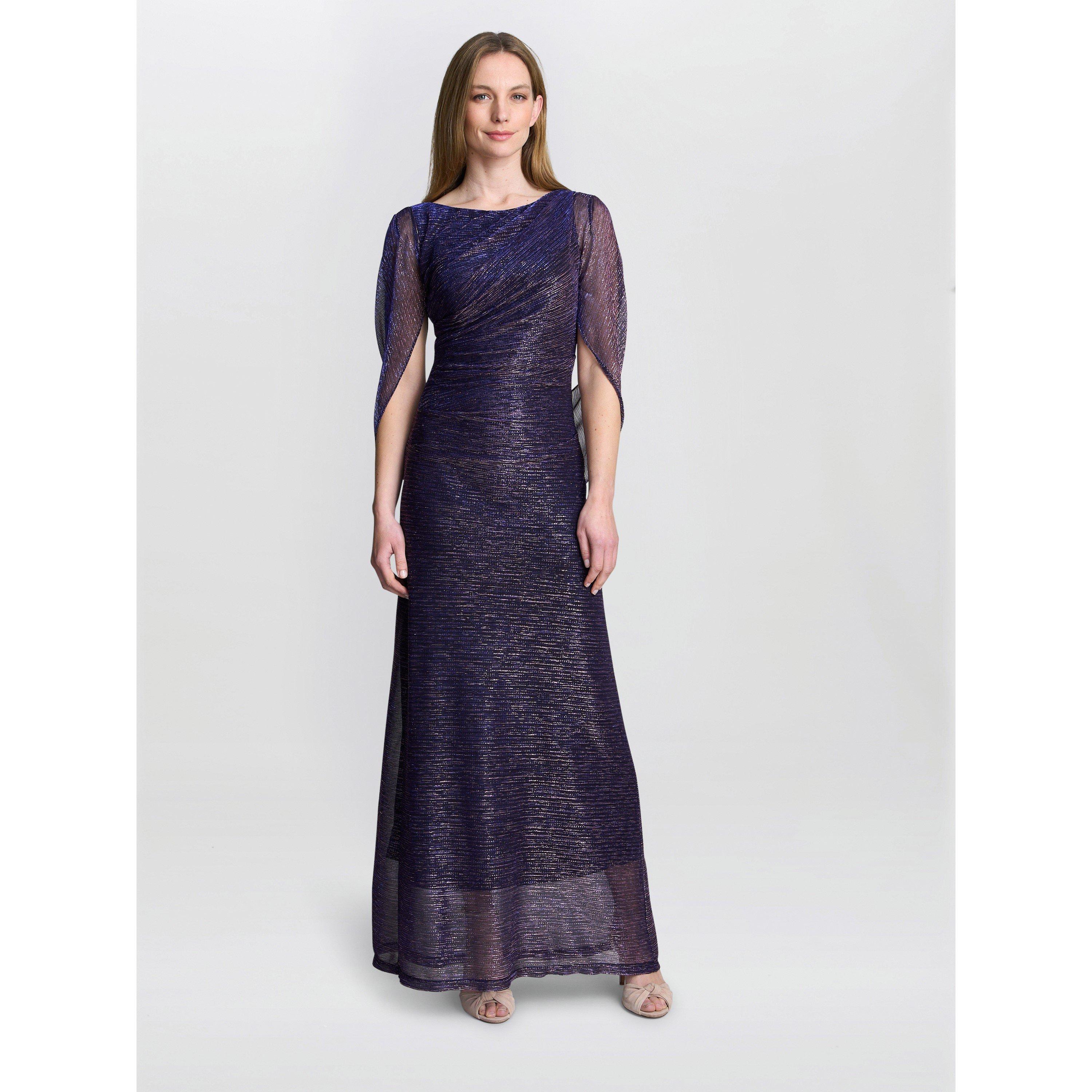 Gina Bacconi Women's Joanna Metallic Knit Maxi Dress - Pink/Cobalt - 20