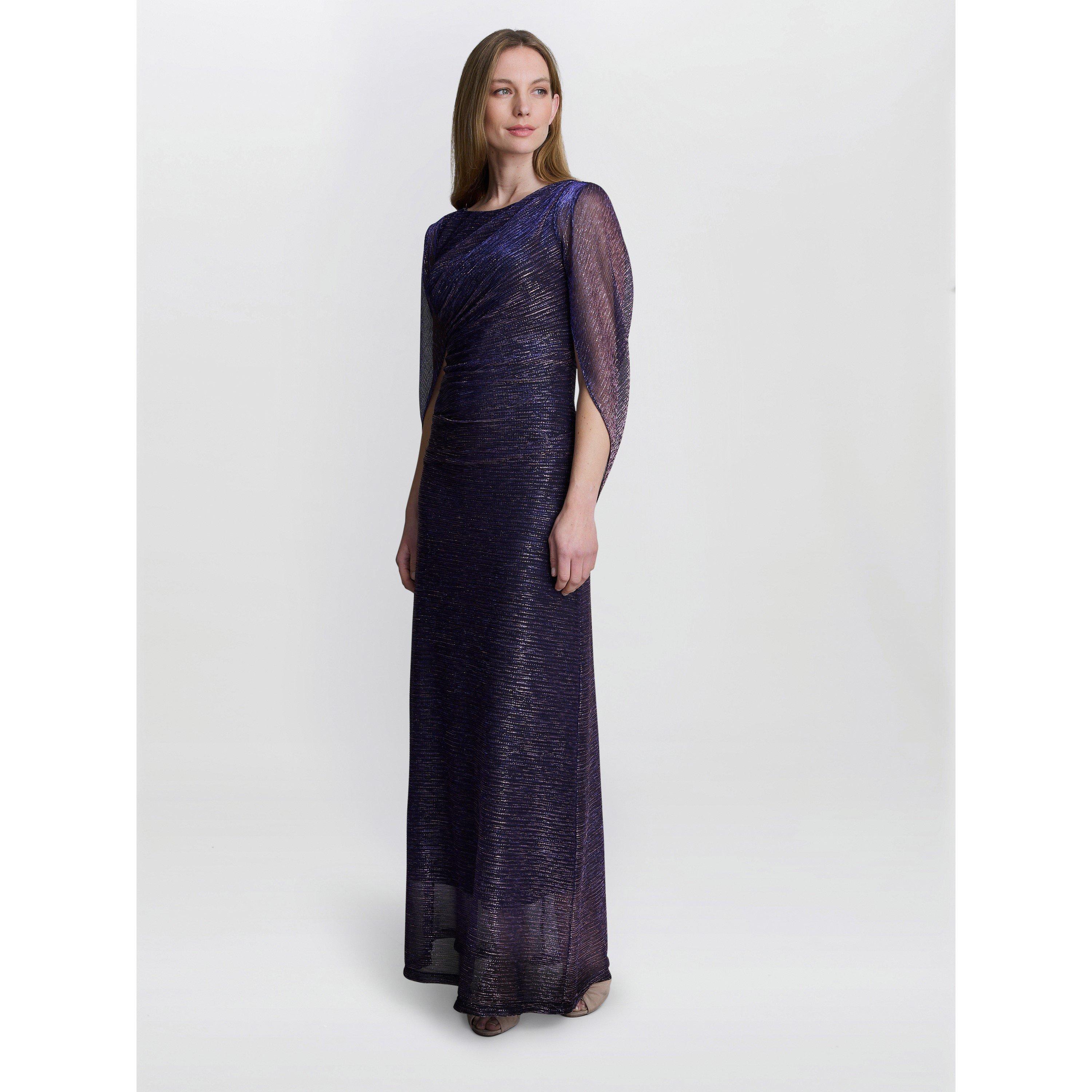 Pink/Cobalt - Gina Bacconi - Joanna Metallic Knit Maxi Dress - 3