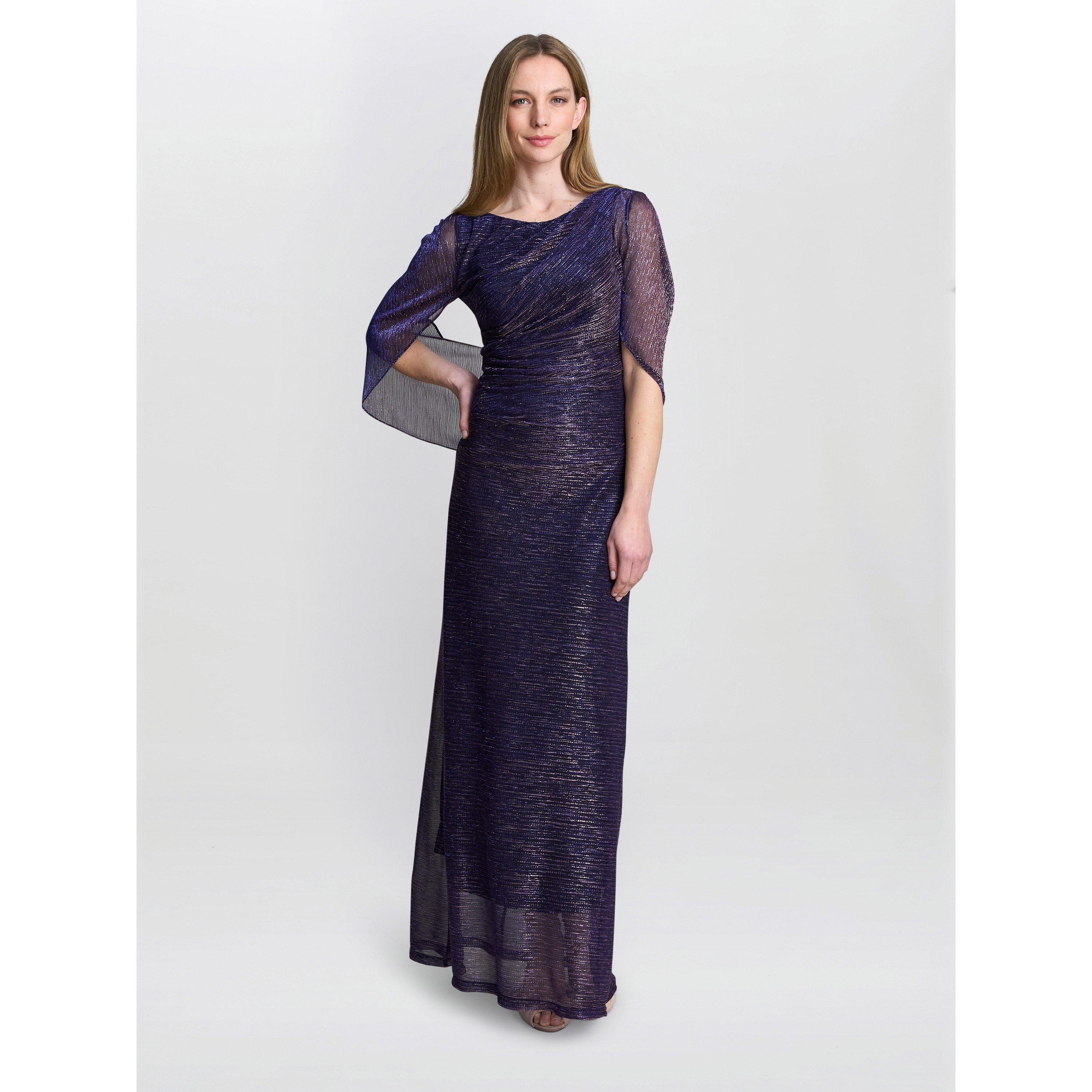 Pink/Cobalt - Gina Bacconi - Joanna Metallic Knit Maxi Dress - 6