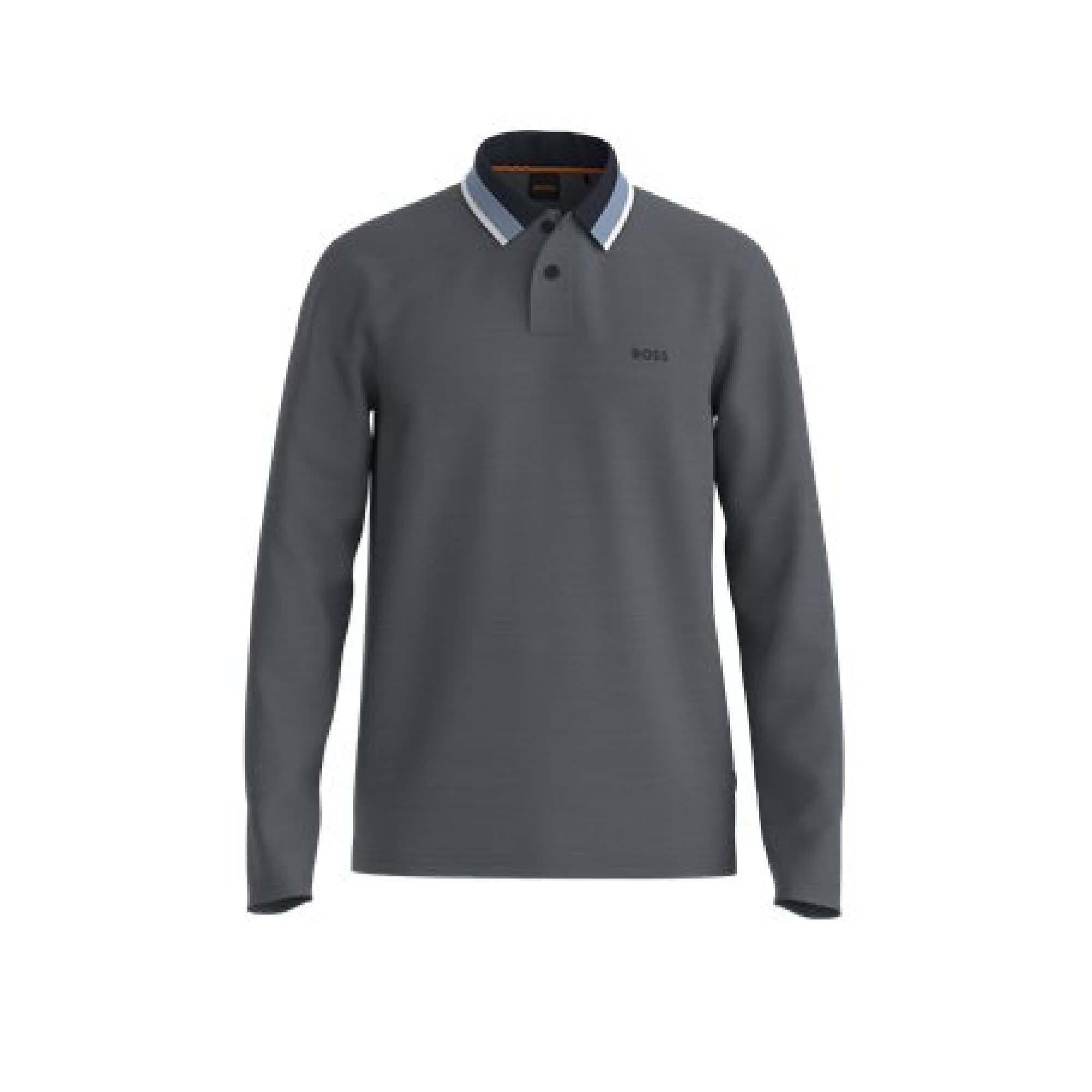 Blue - Boss - Peoxfordlong Long Sleeve Polo Shirt - 1