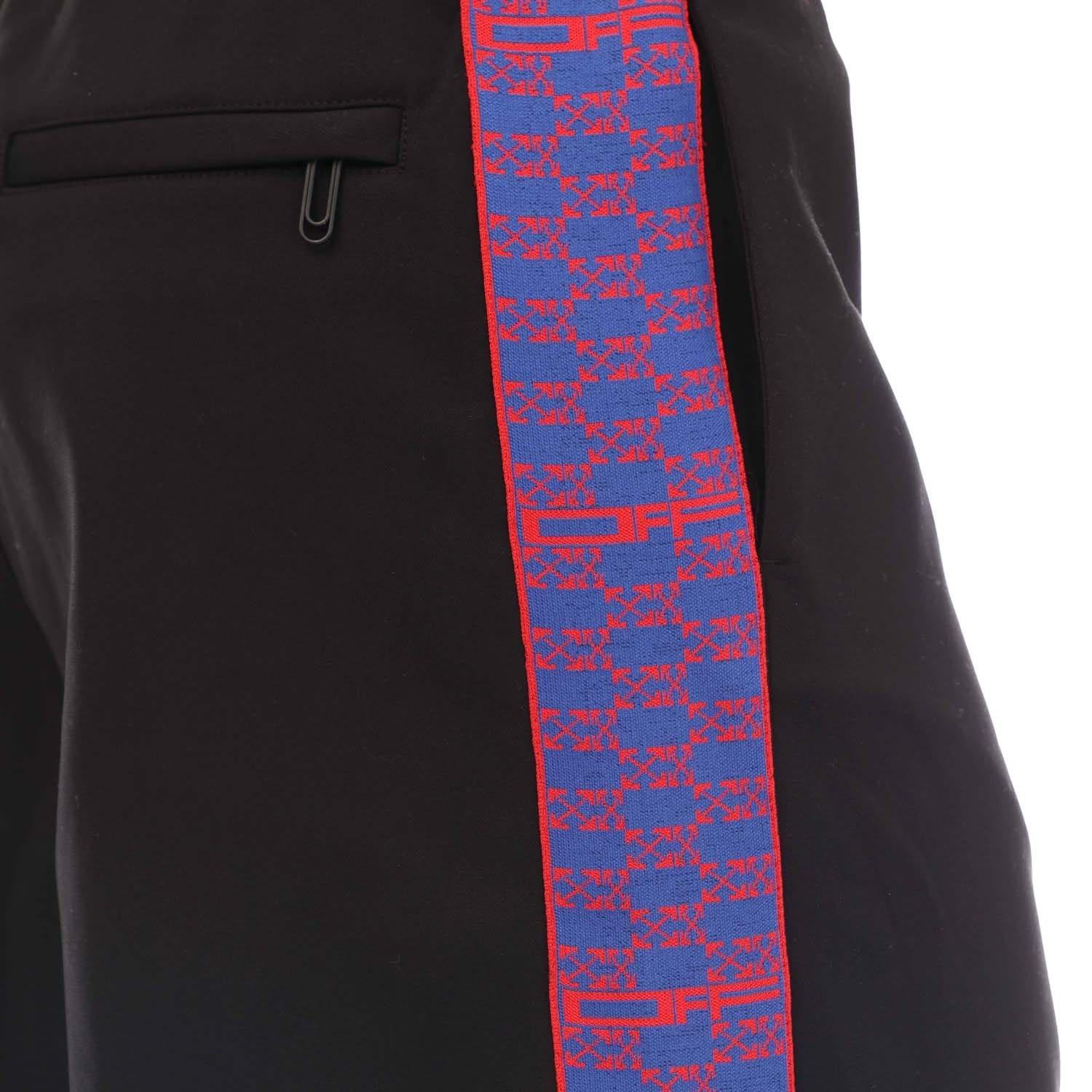 Black Red - Off White - Monogram Band Track Shorts - 4