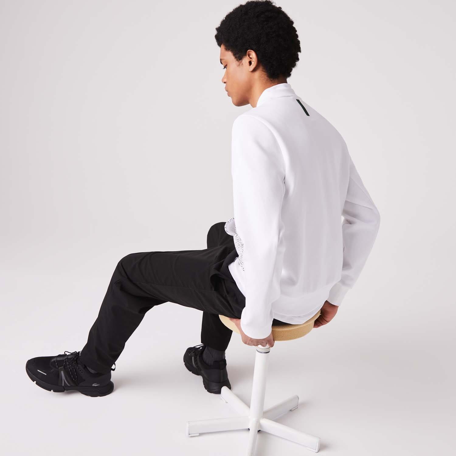 White - Lacoste - Crewneck Oversized Crocodile Sweatshirt - 3