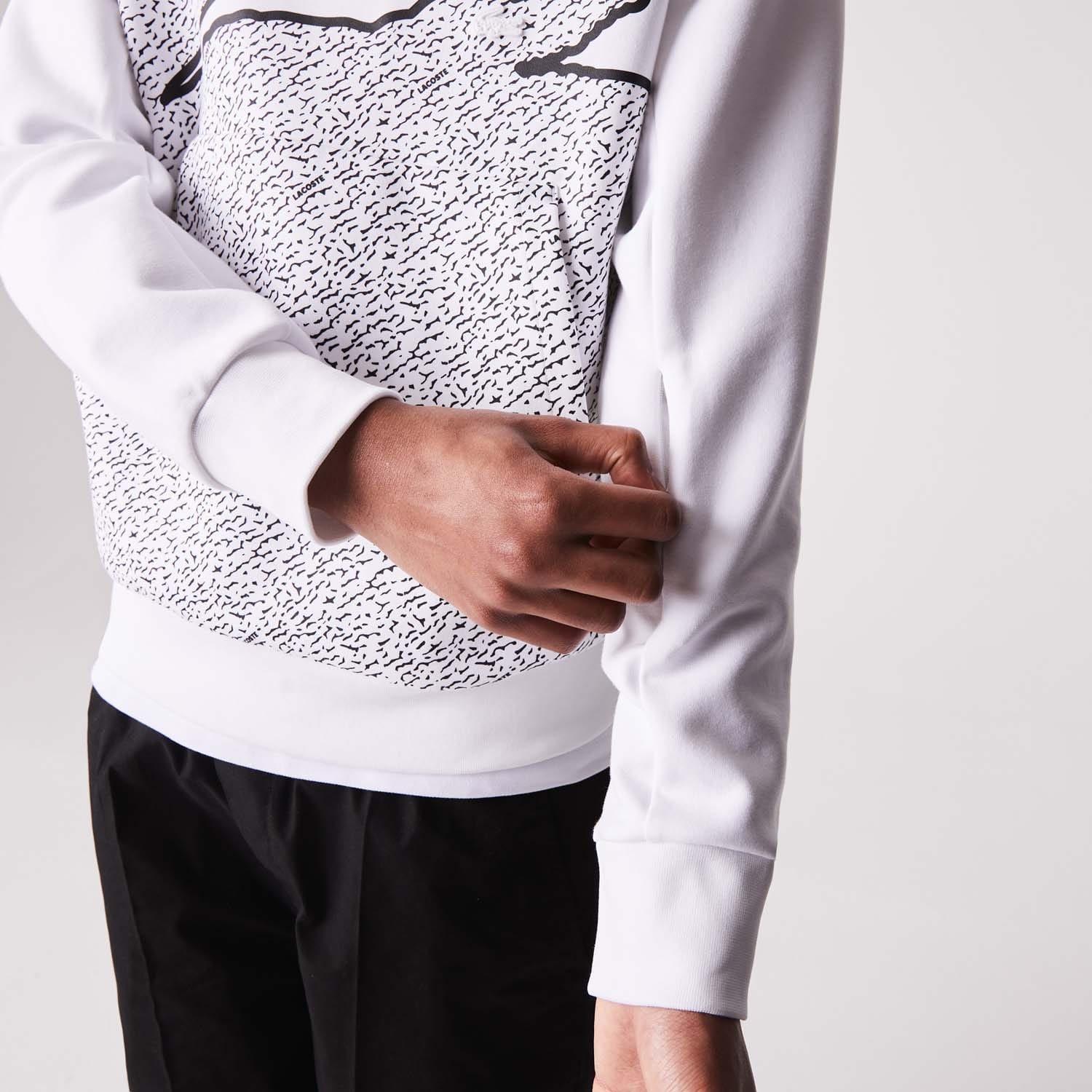 White - Lacoste - Crewneck Oversized Crocodile Sweatshirt - 4