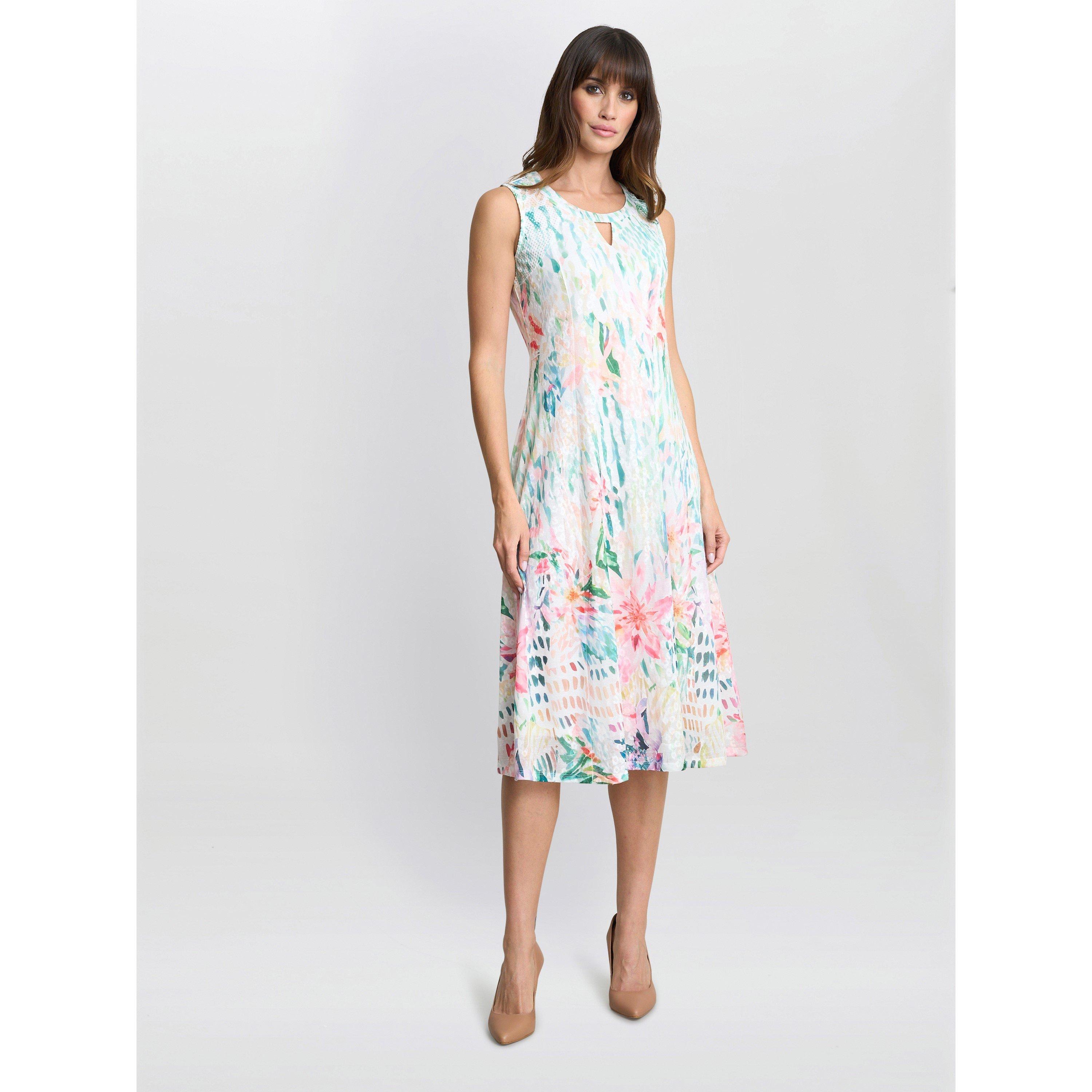 Multi - Gina Bacconi - Brooklyn Watercolour Floral Dress - 3