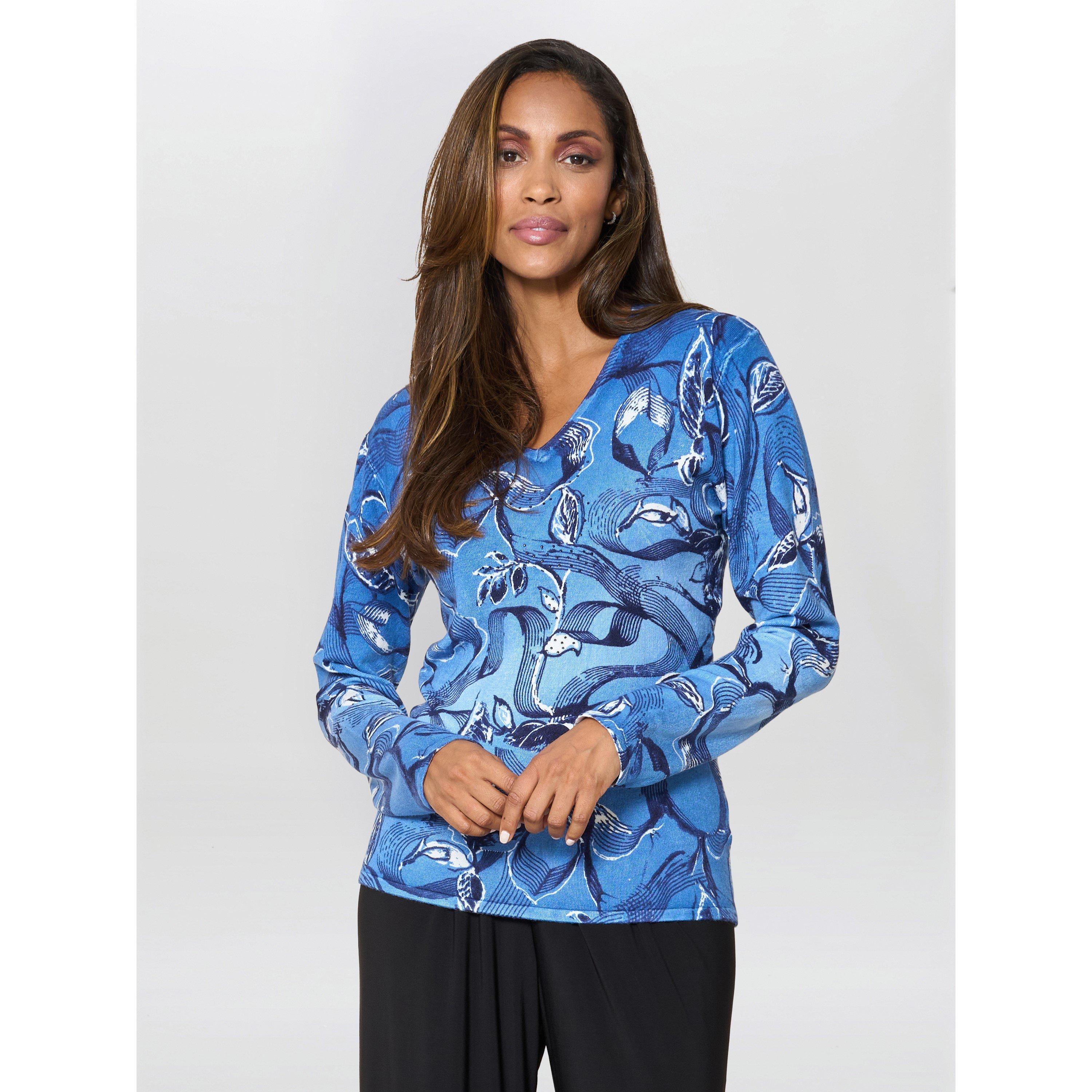 Blue - Gina Bacconi - Women's Riya Printed Jumper - 2