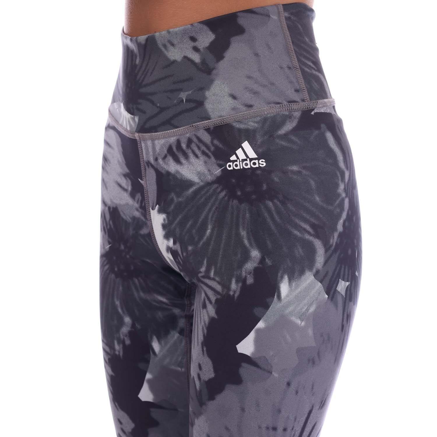 Grises - adidas - Training Essentials Printed High-Waisted Leggings - 4