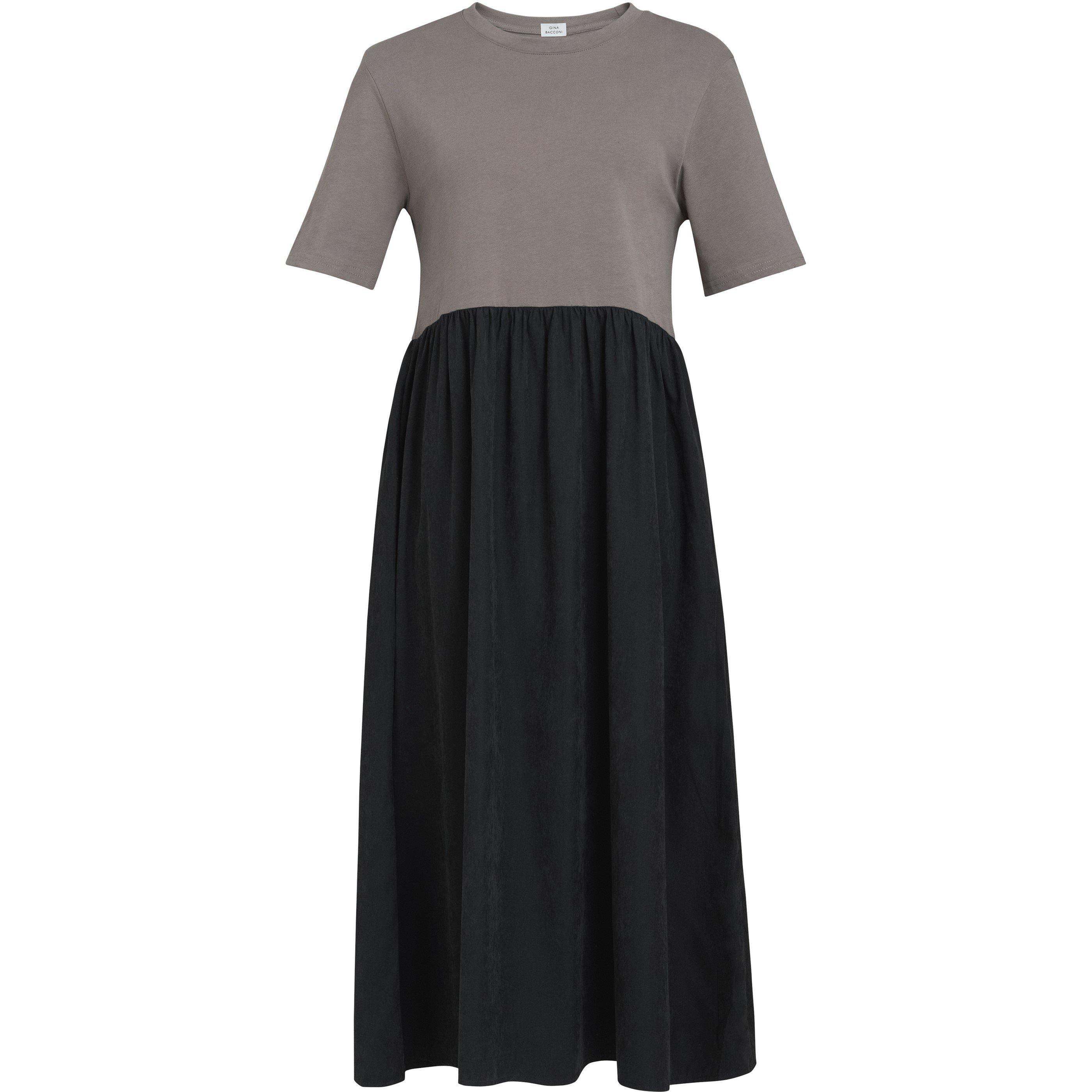 Black / Beige - Gina Bacconi - Cat Two Tone T-Shirt Dress - 4