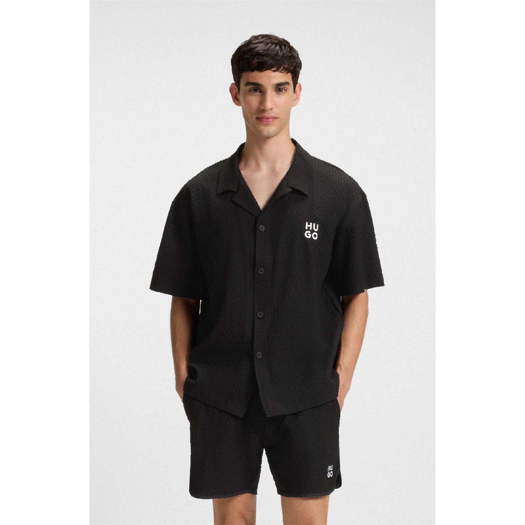 Black - Hugo - Chaffle Waffle Beach Shirt - 3