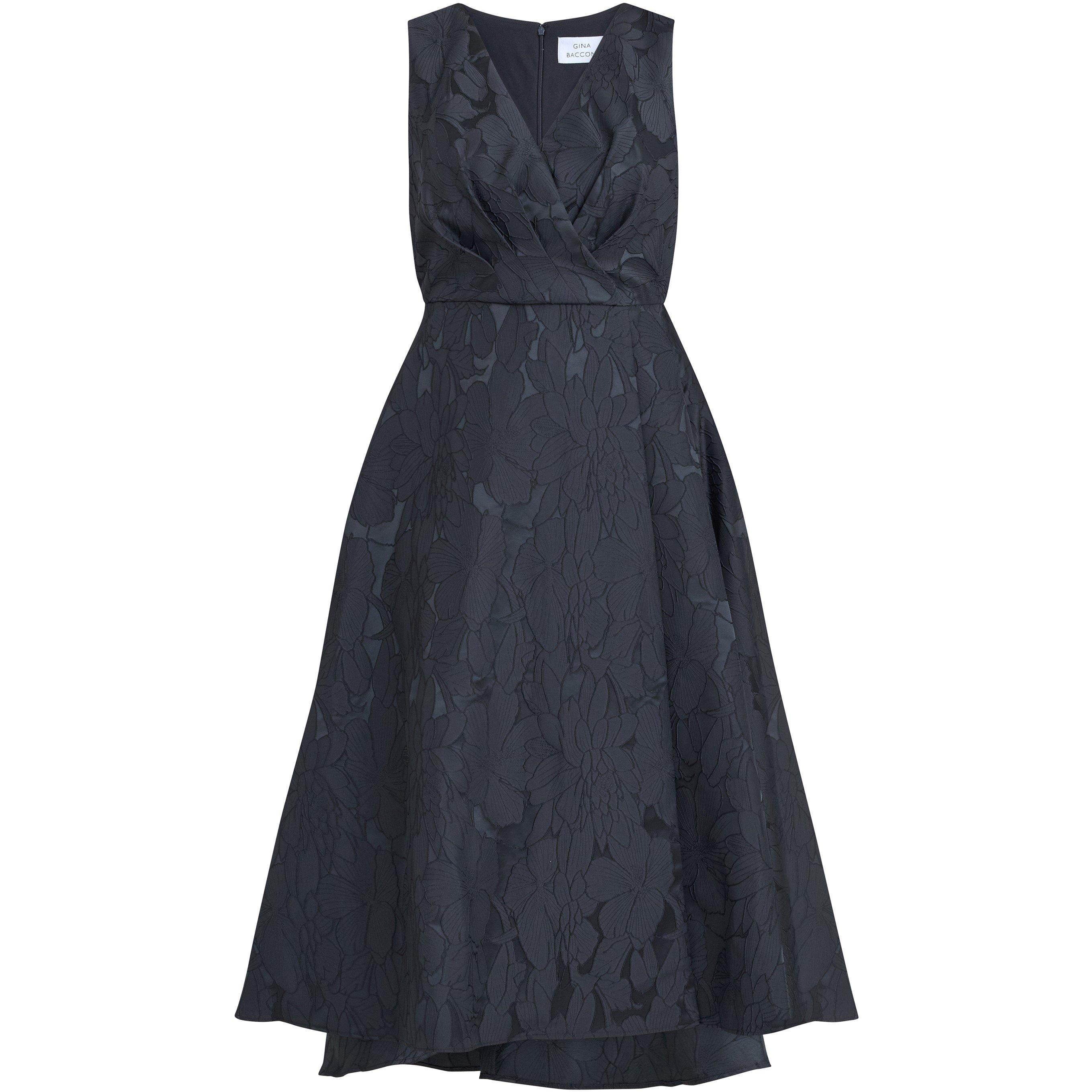 Black - Gina Bacconi - Women's Sandie Jacquard Fit and Flare Dress - 1