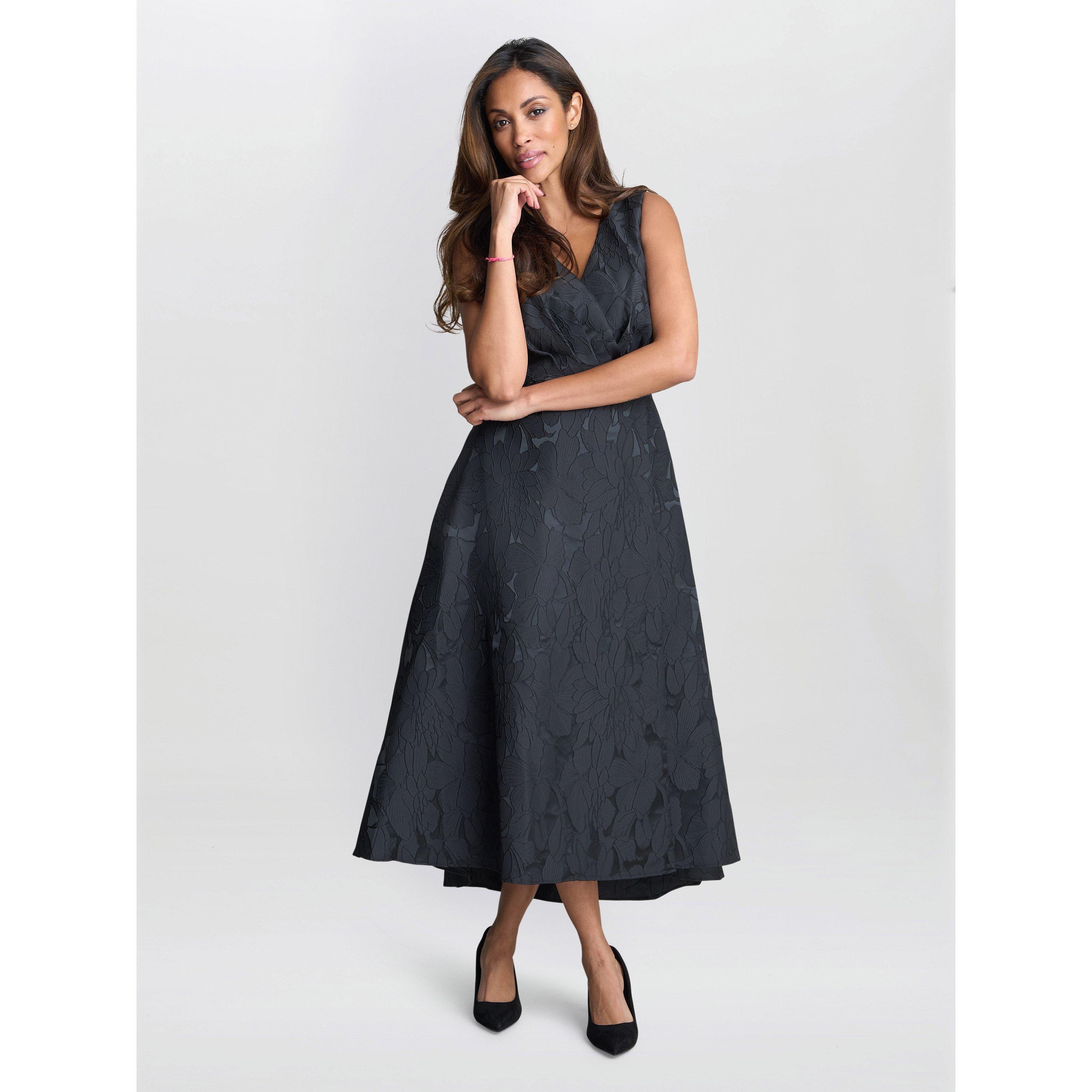 Black - Gina Bacconi - Women's Sandie Jacquard Fit and Flare Dress - 6