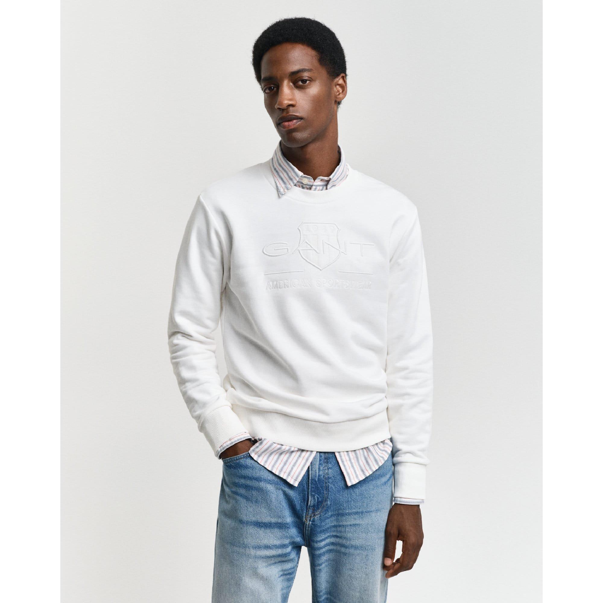 Cream - Gant - Tonal Shield Crewneck Sweatshirt - 1