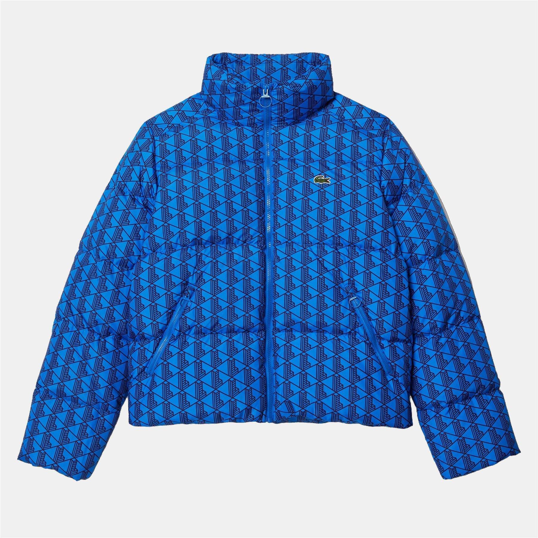 Multi Colour - Lacoste - Hooded Monogram Print Puffer Jacket - 1