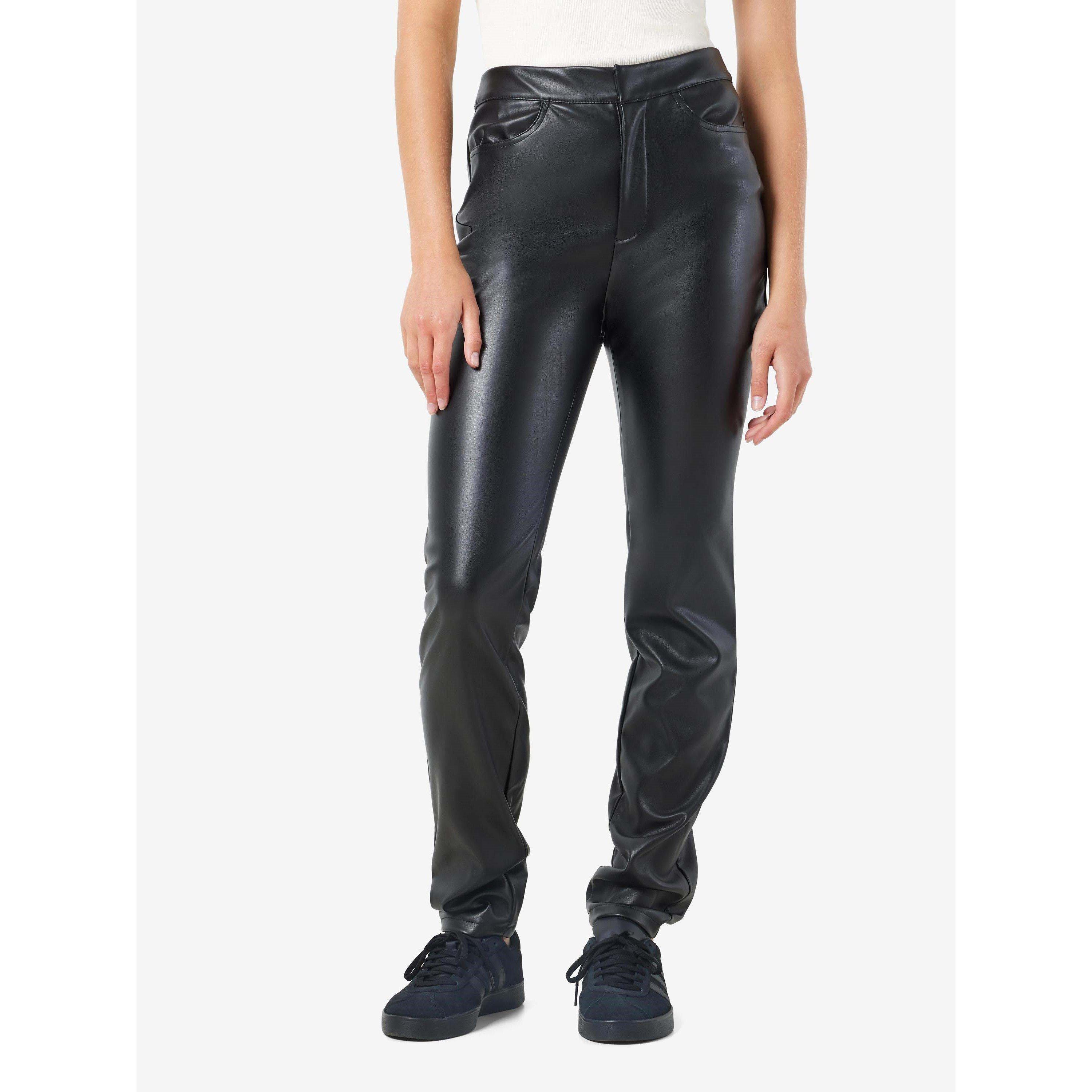 Schwarz - Noisy May - Faux Leather Ankle Trousers - 3
