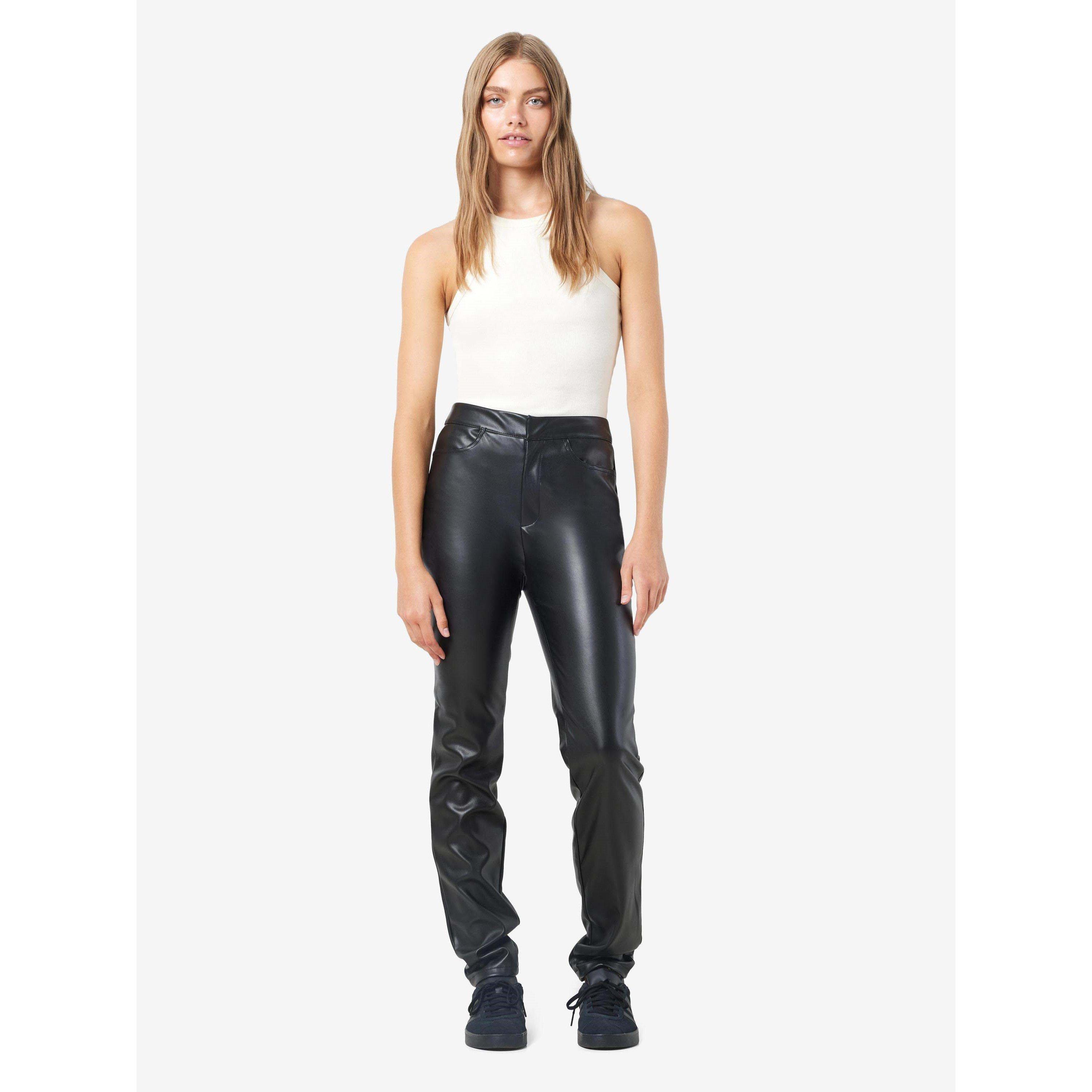 Schwarz - Noisy May - Faux Leather Ankle Trousers - 6